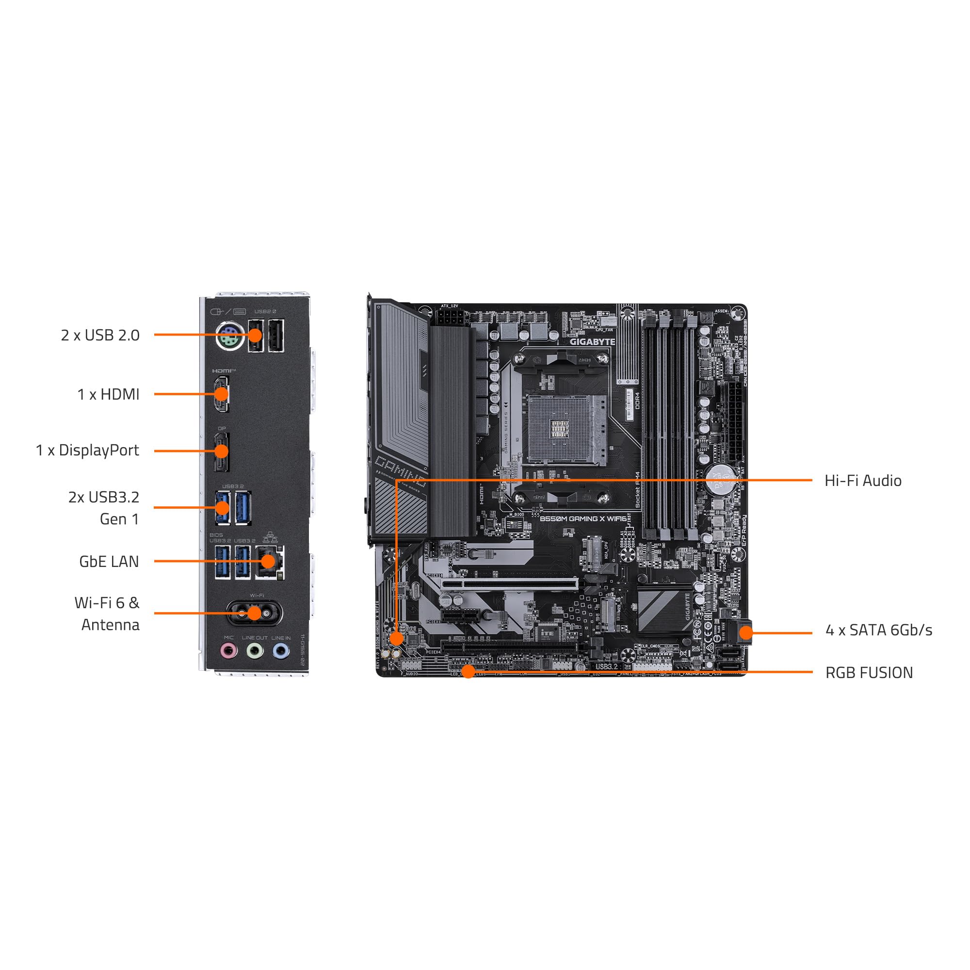 Gigabyte B550M Gaming X WIFI6 Scheda Madre Micro-ATX AM4