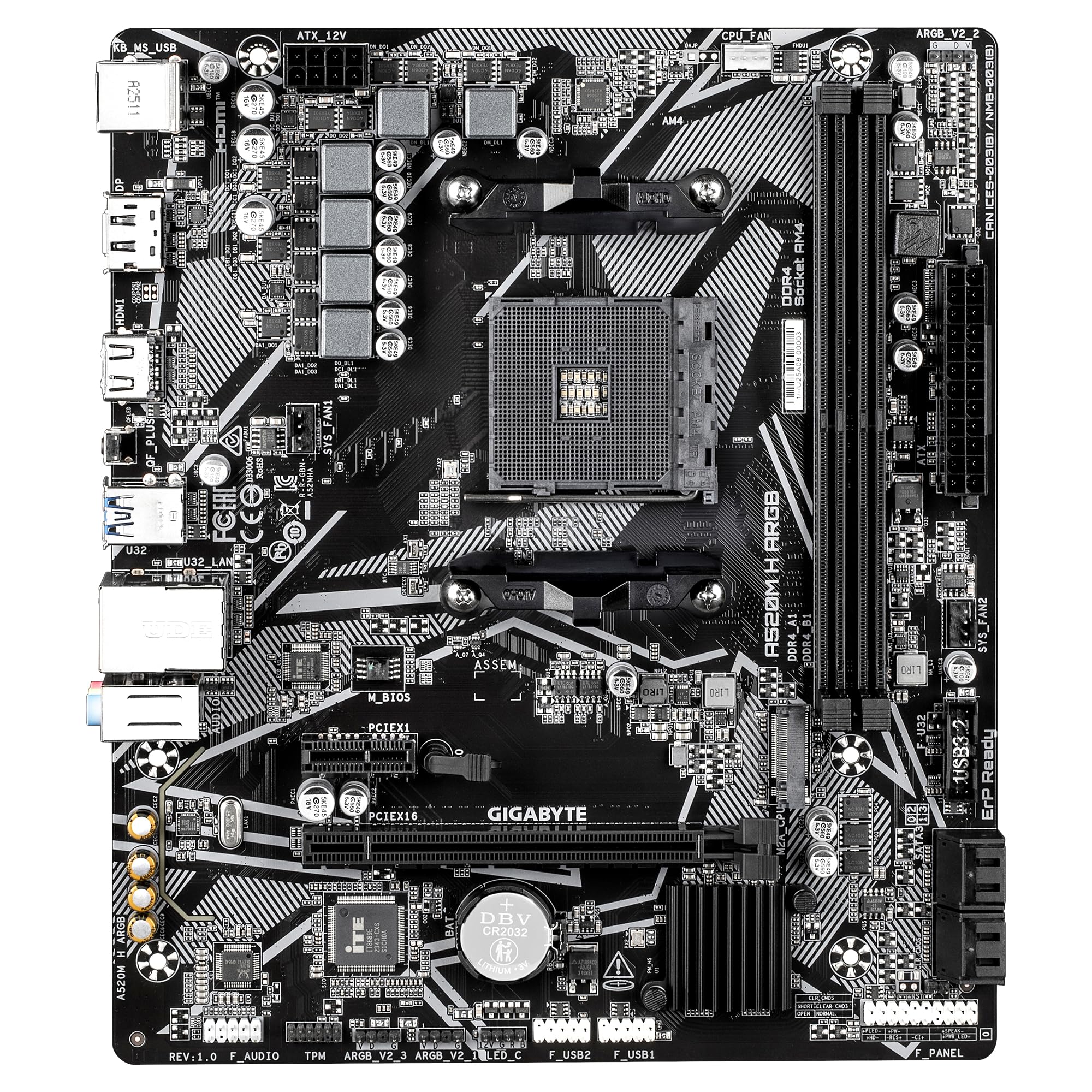 GIGABYTE A520M H ARGB scheda madre AM4 DDR4