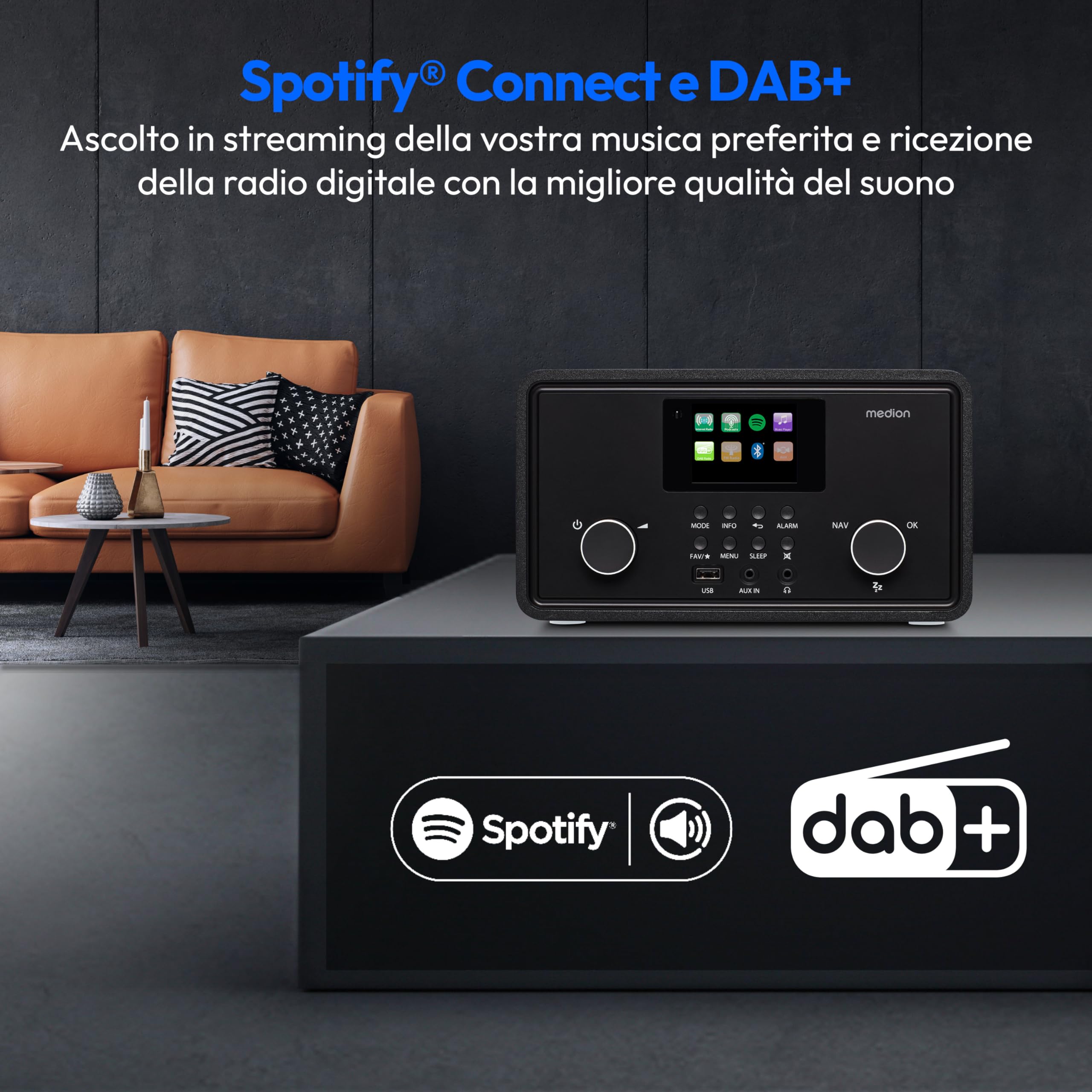 MEDION Life P85027 radio internet DAB+ nero Bluetooth