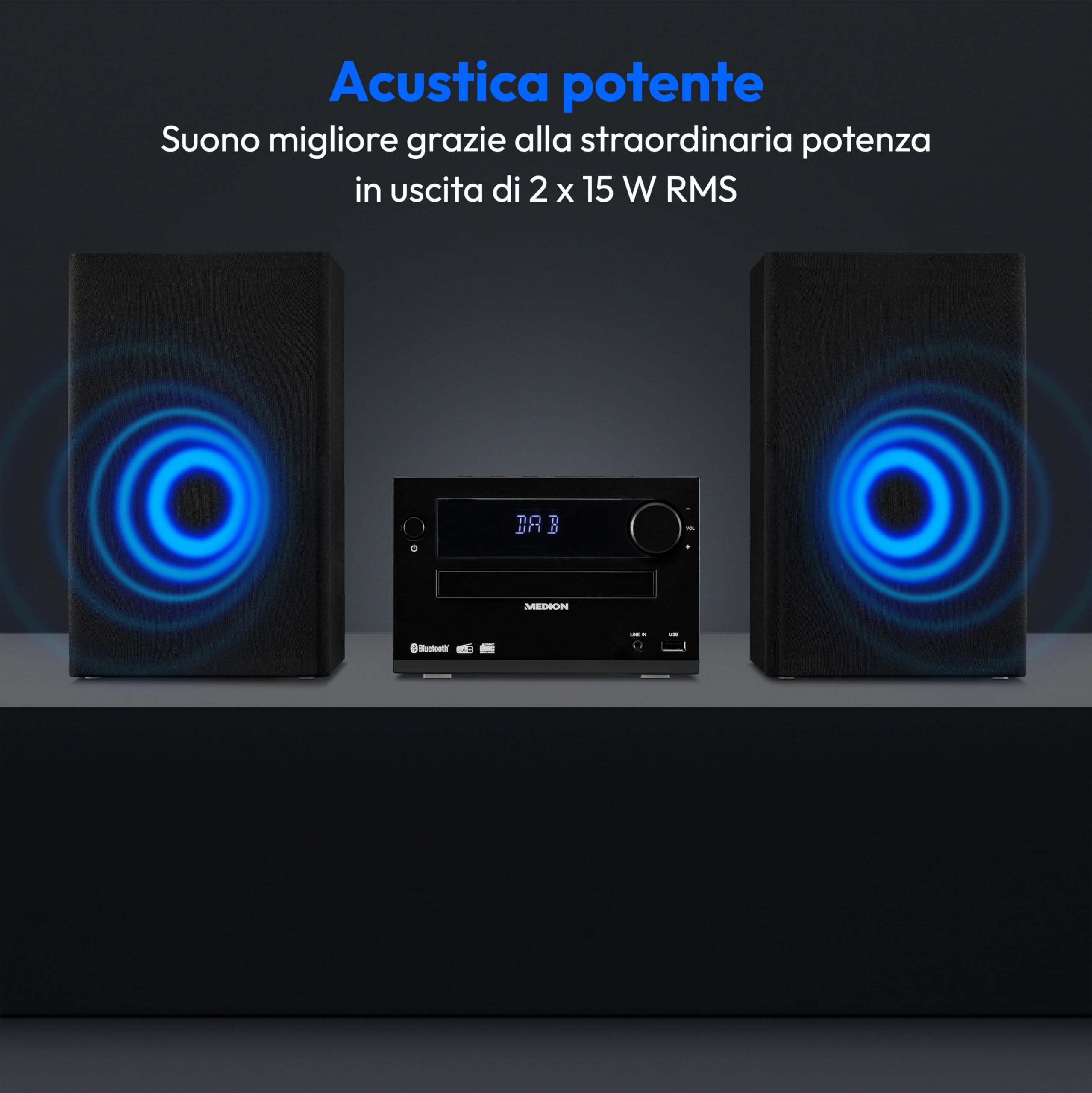 Medion Life E64482 micro stereo CD DAB+ Bluetooth nero