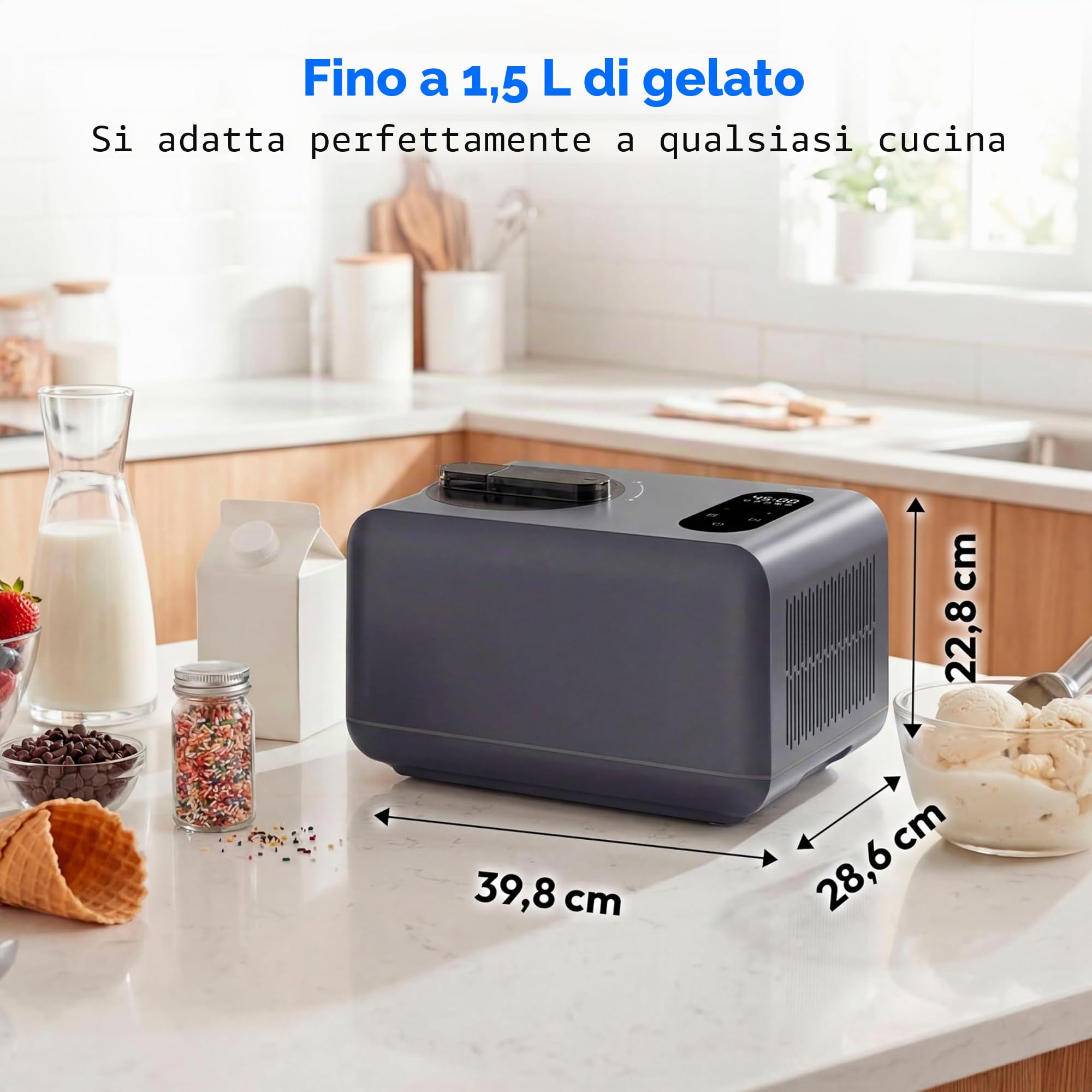 MEDION Gelatiera con Compressore 1,5 L per Yogurt