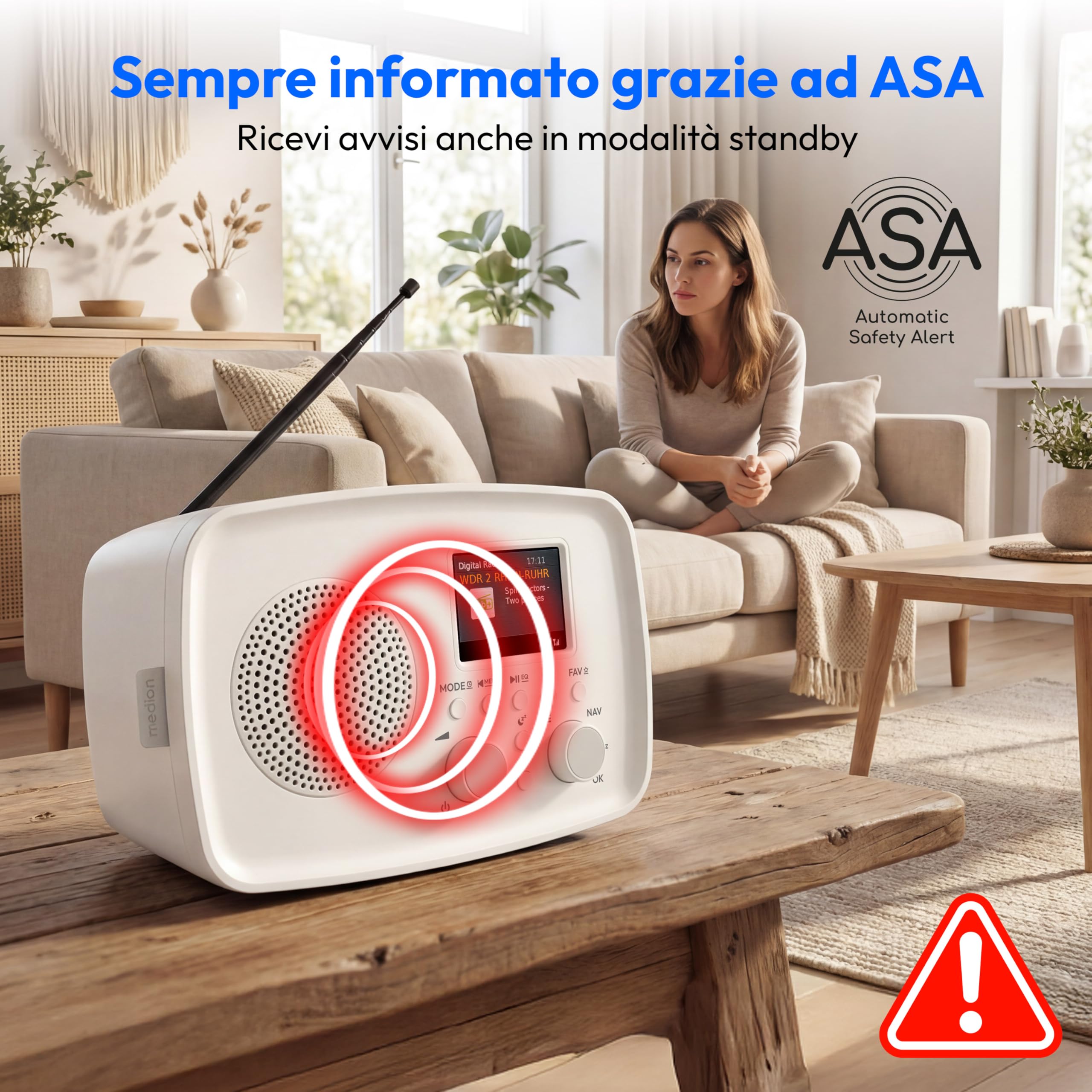 MEDION DRE-1 radio DAB+ Bluetooth FM sveglia bianca