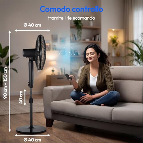 MEDION P21 SF ventilatore a piantana nero 130 cm telecomando