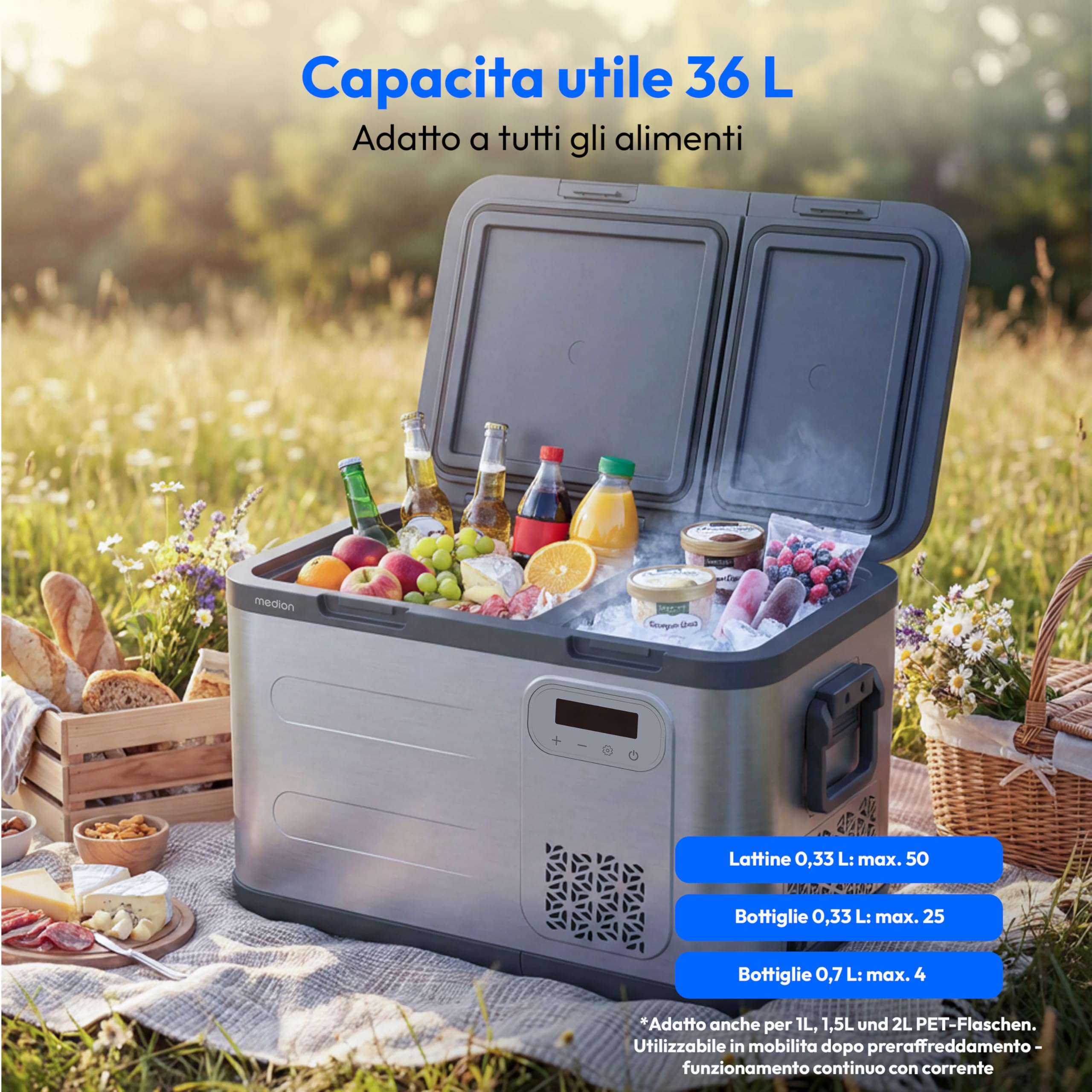 Medion MD370026 frigo portatile 36L doppia zona -20°C