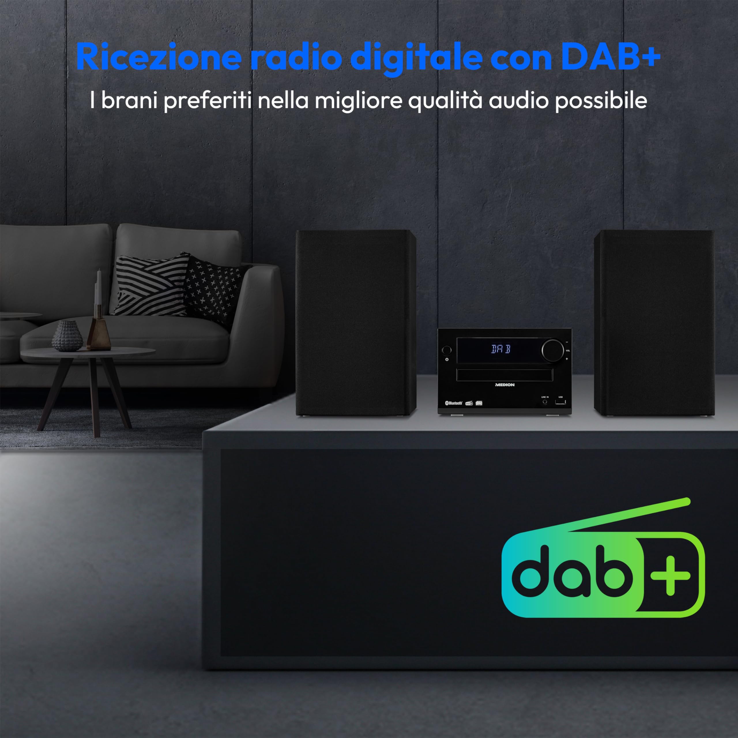 Medion Life E64482 micro stereo CD DAB+ Bluetooth nero