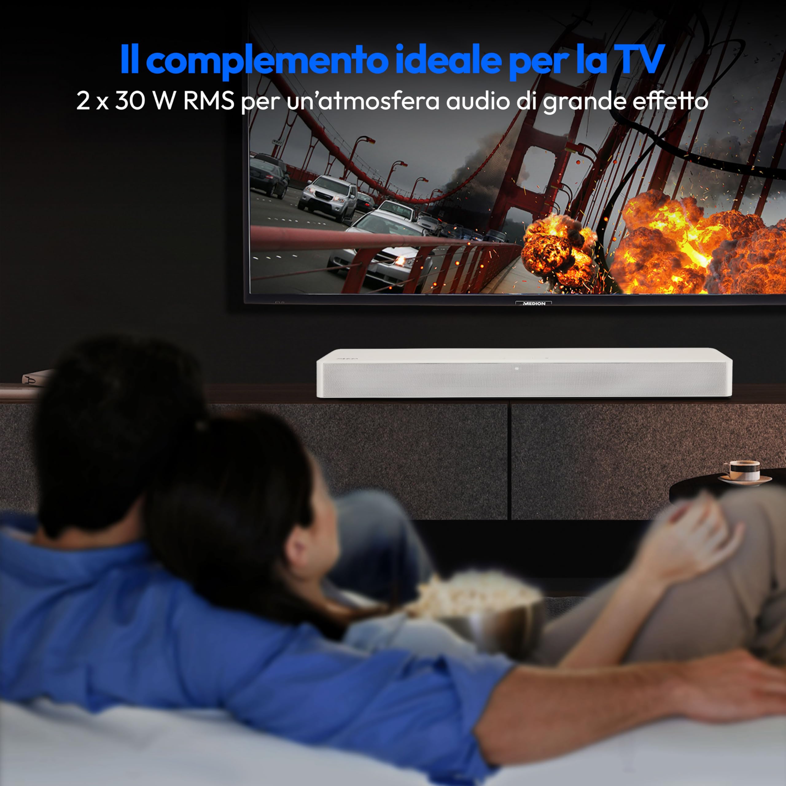 MEDION P61155 Soundbar Bluetooth 2.0 Bianca 60W