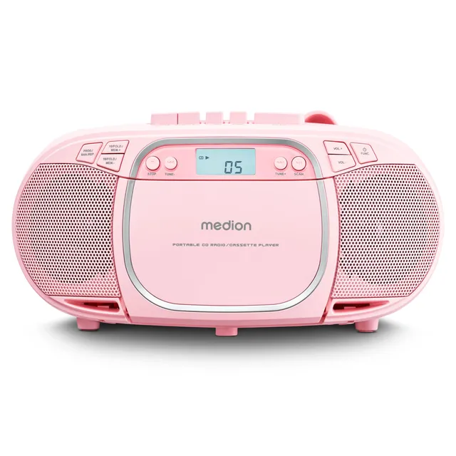 Medion E66476 boombox stereo rosa con CD cassette