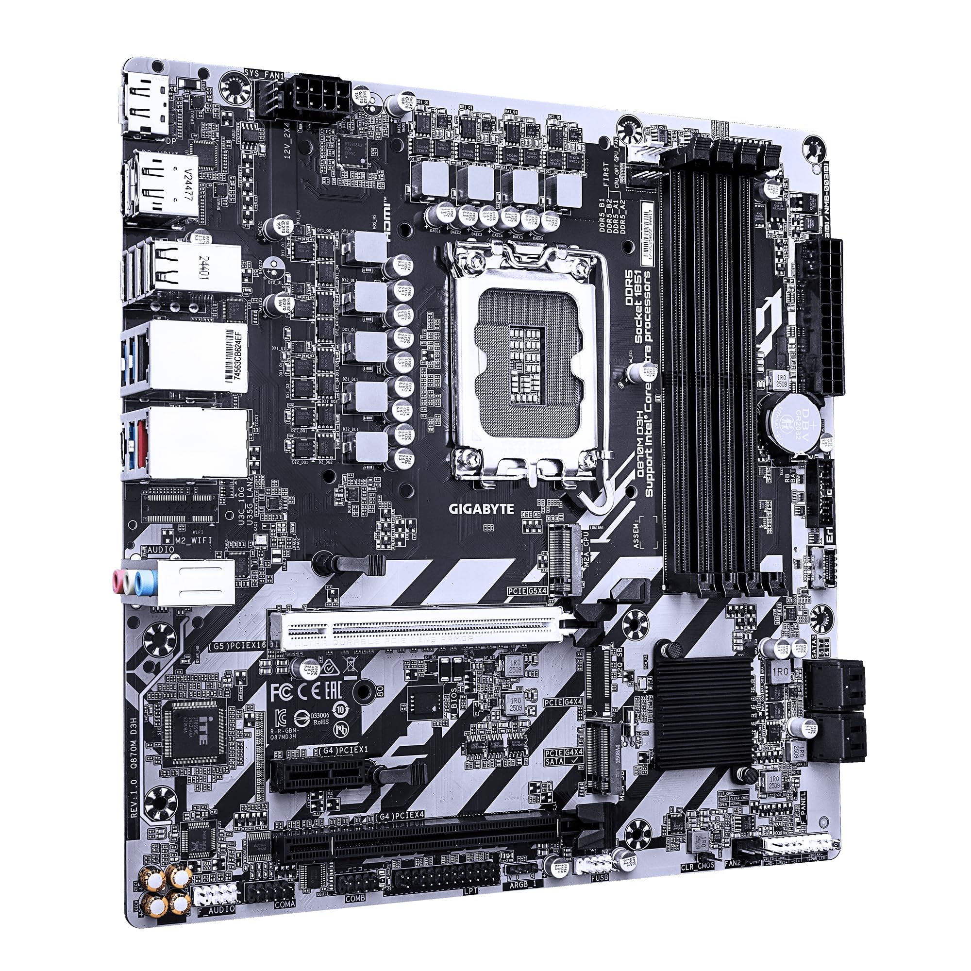 GIGABYTE Q870M D3H scheda madre LGA1851 DDR5 M.2