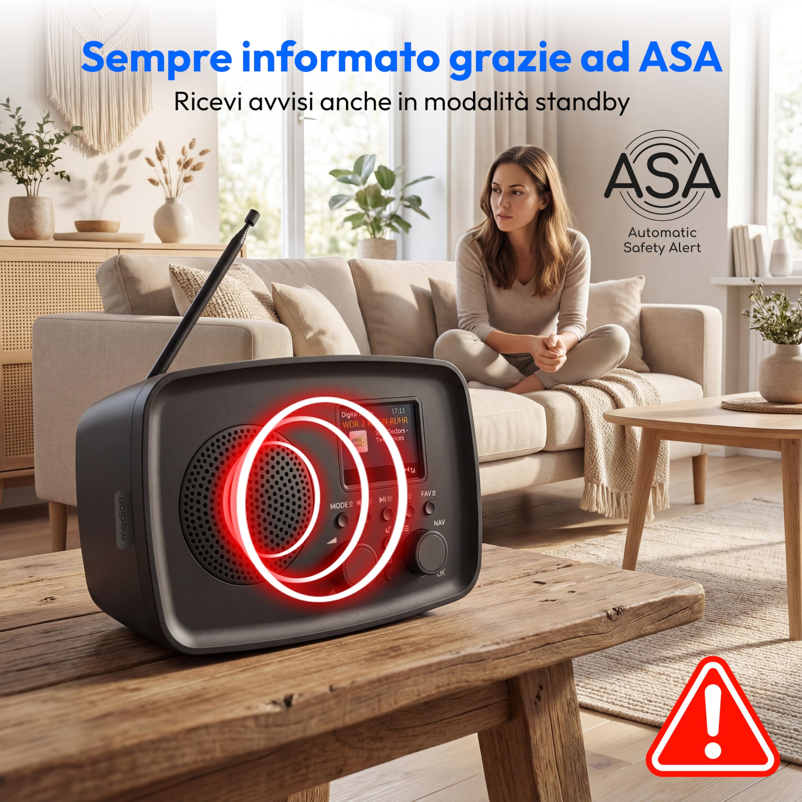 MEDION LIFE DRE-1 radio DAB+ Bluetooth nera antigoccia