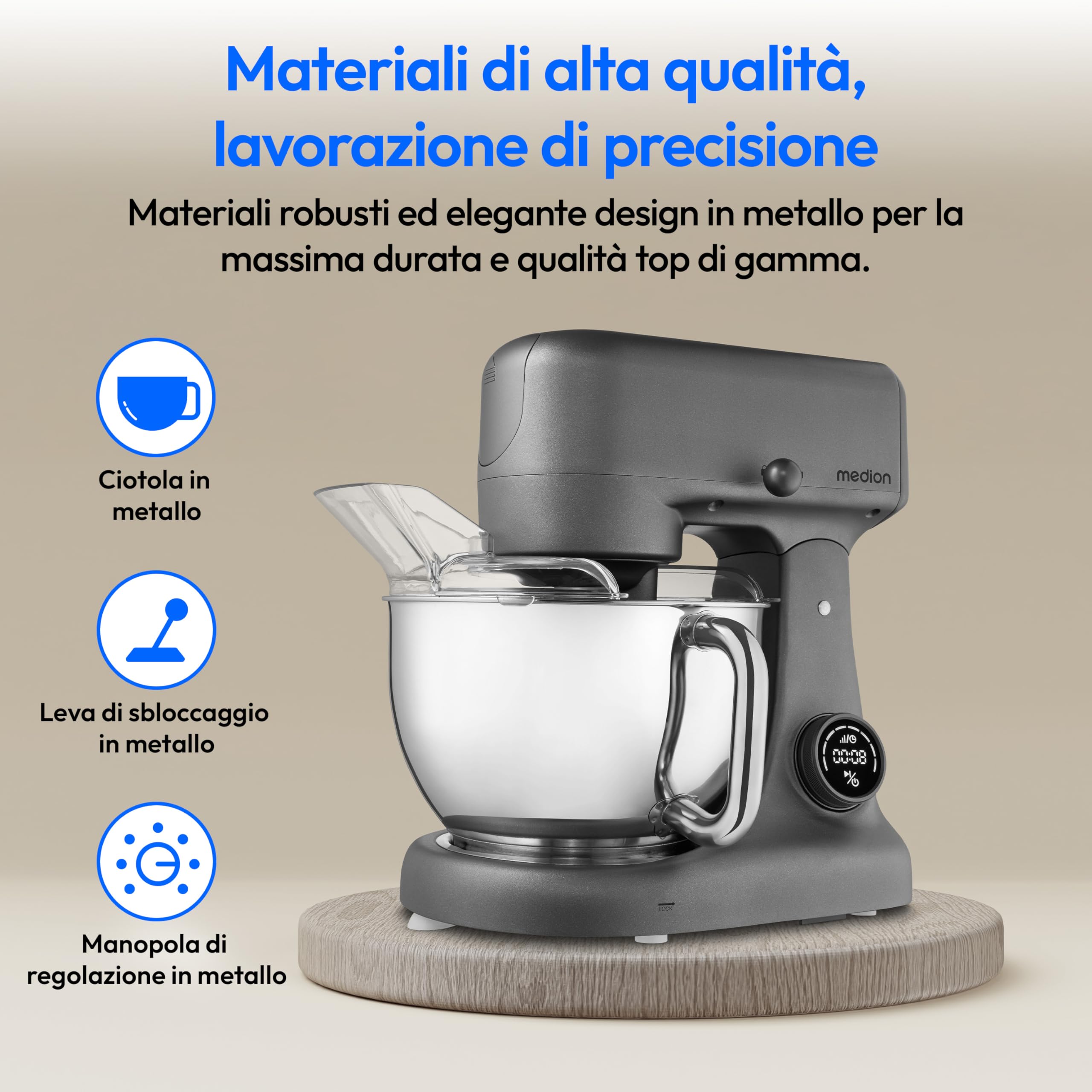 MEDION MD12600 robot da cucina 800 W titanio 4,6 L