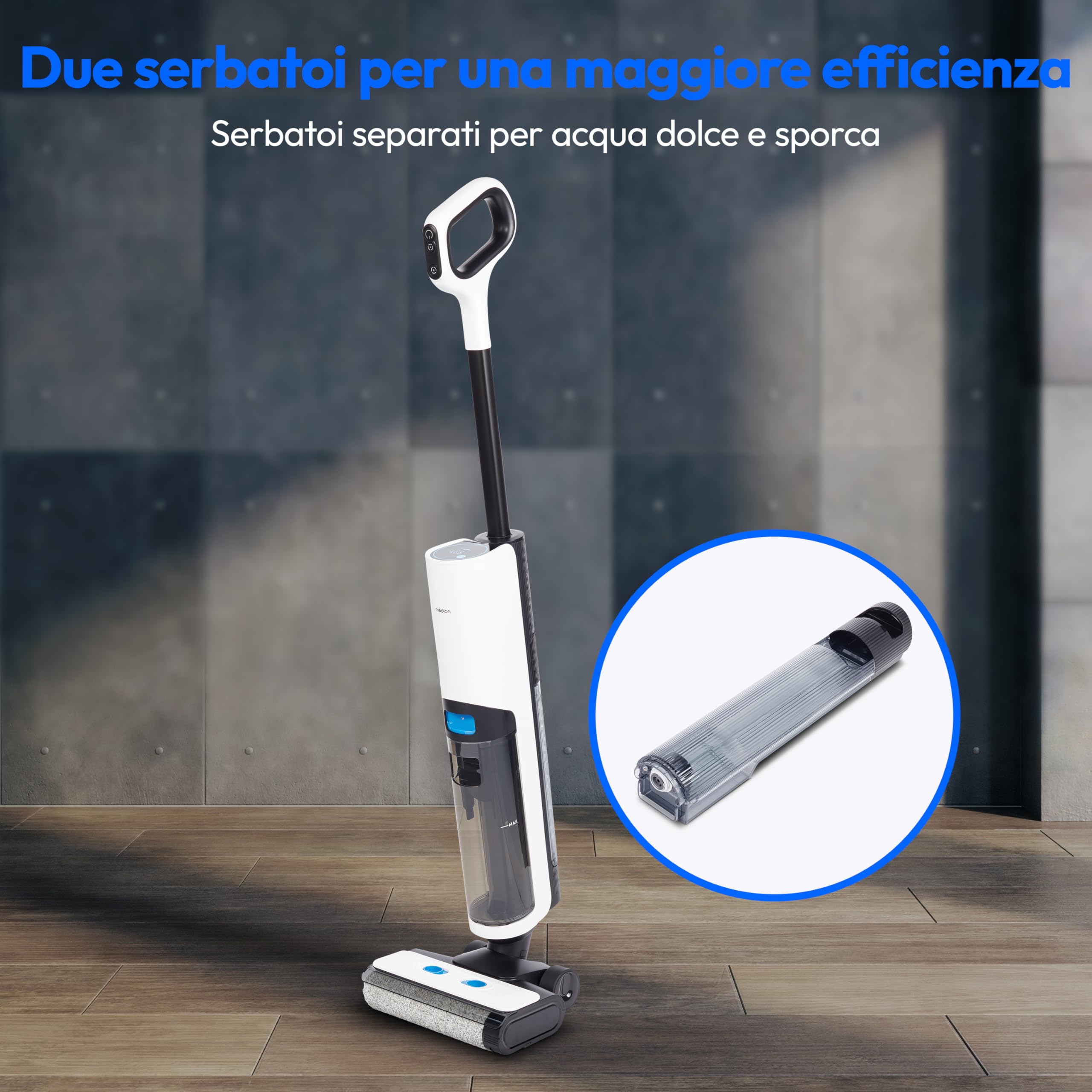 MEDION LIFE H30 MD11935 lavapavimenti senza fili 2in1 autopulente