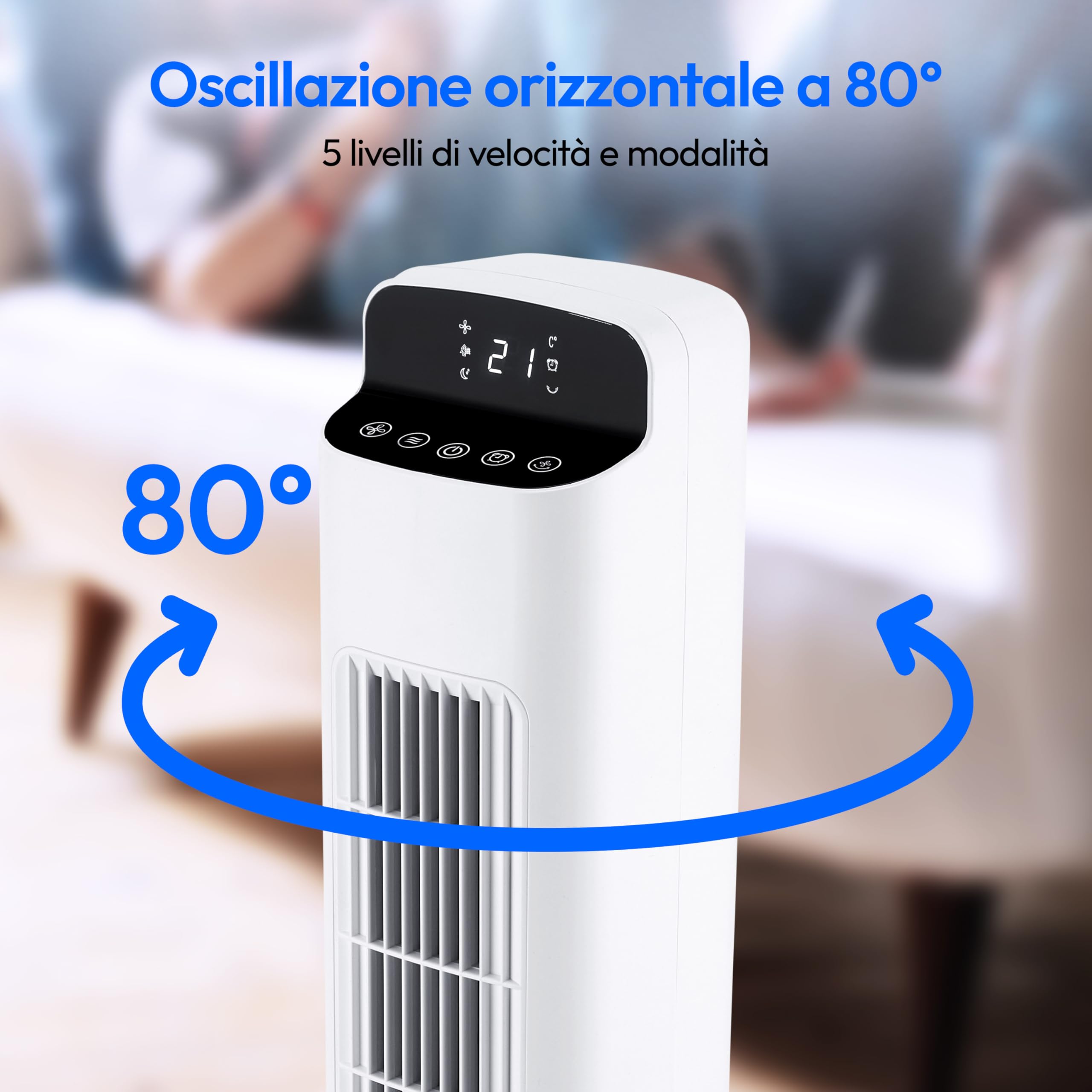 MEDION P15 TF Ventilatore a Torre 45W Bianco con Telecomando