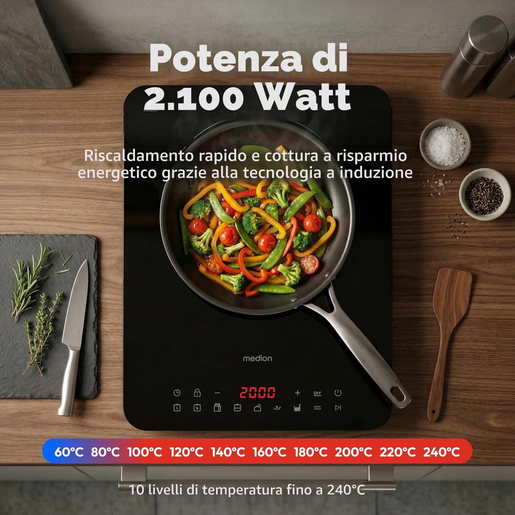 MEDION IC10S piastra induzione singola 2100W touch