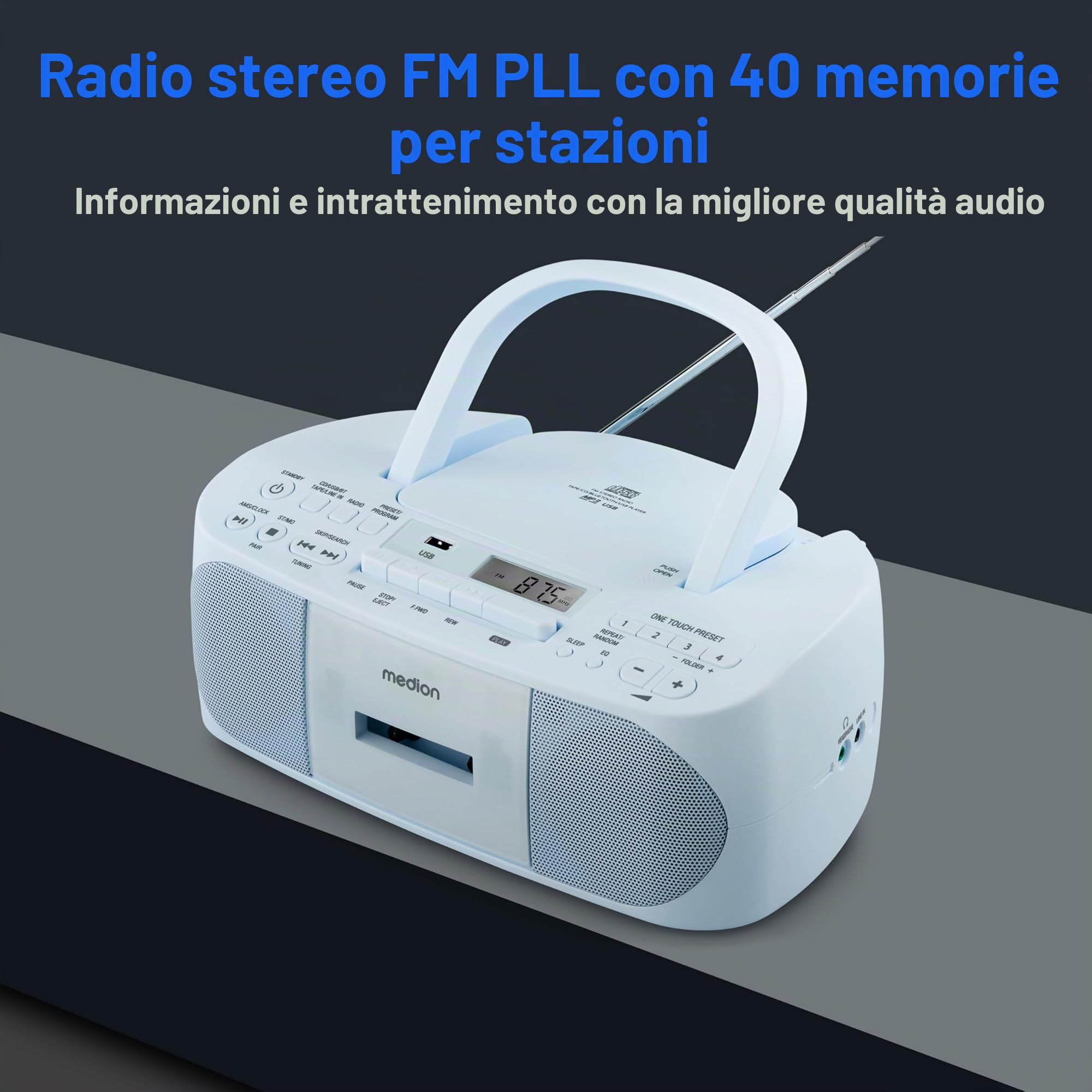 Medion E65010 radioregistratore stereo blu CD cassetta