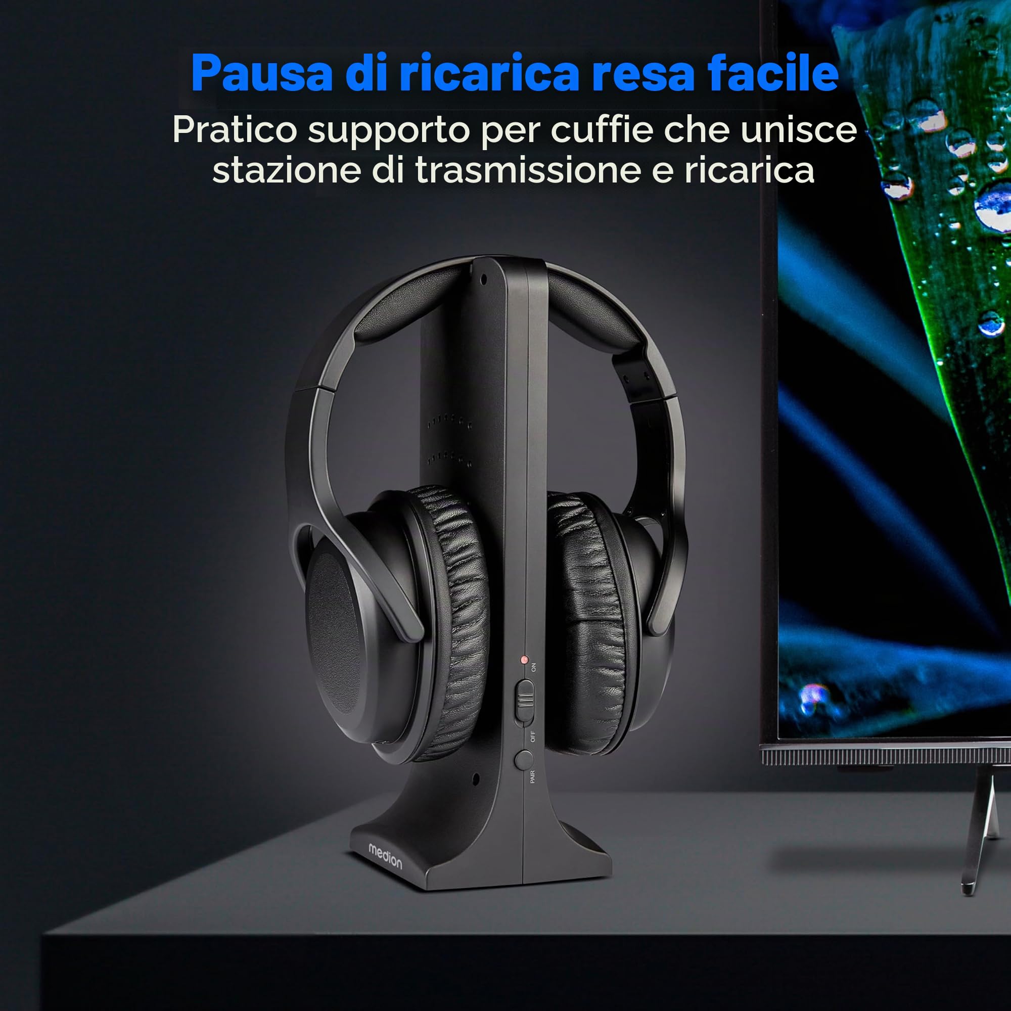 MEDION HS-1 cuffie wireless TV over ear 15 m nere