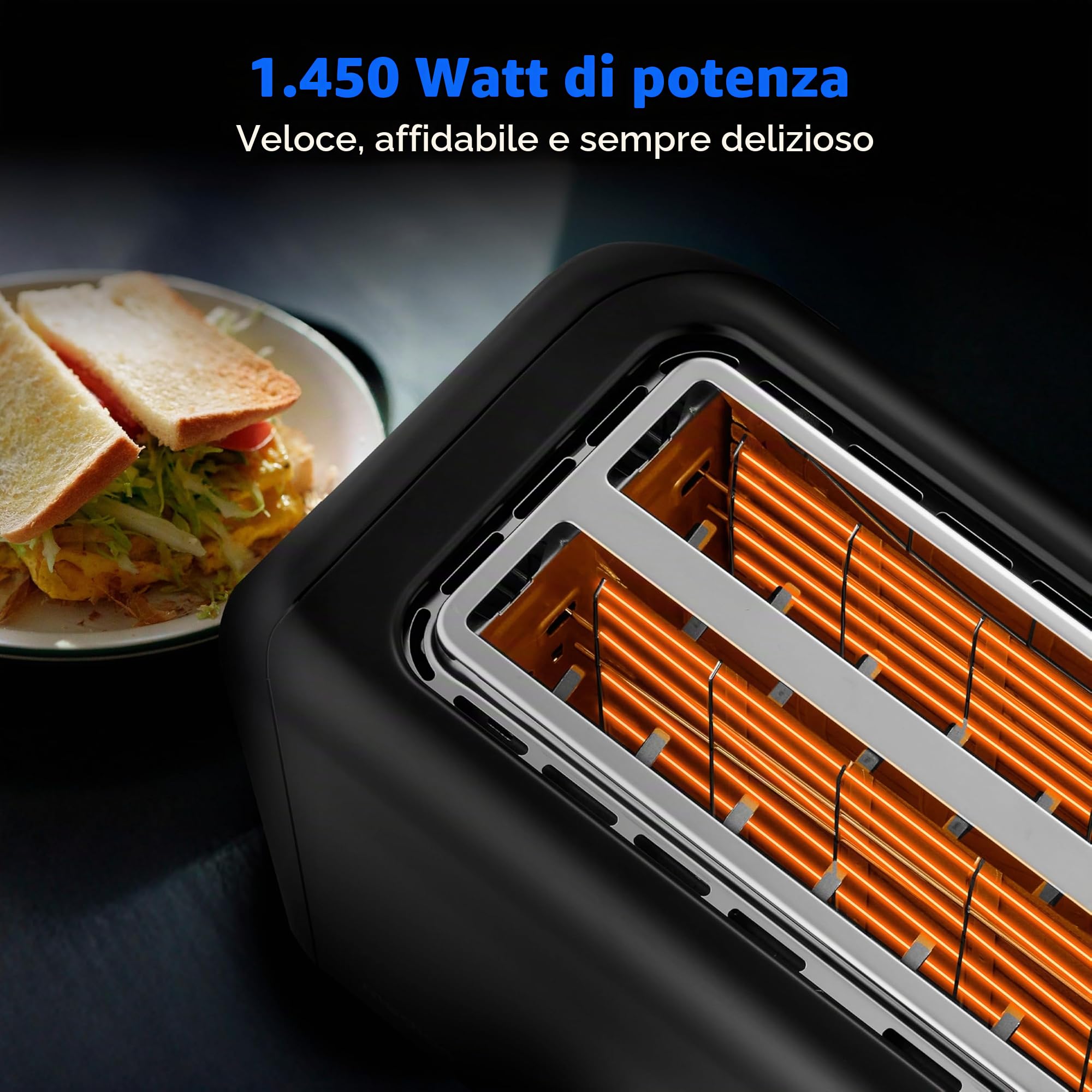 MEDION MD12103 tostapane 4 fette nero acciaio inox
