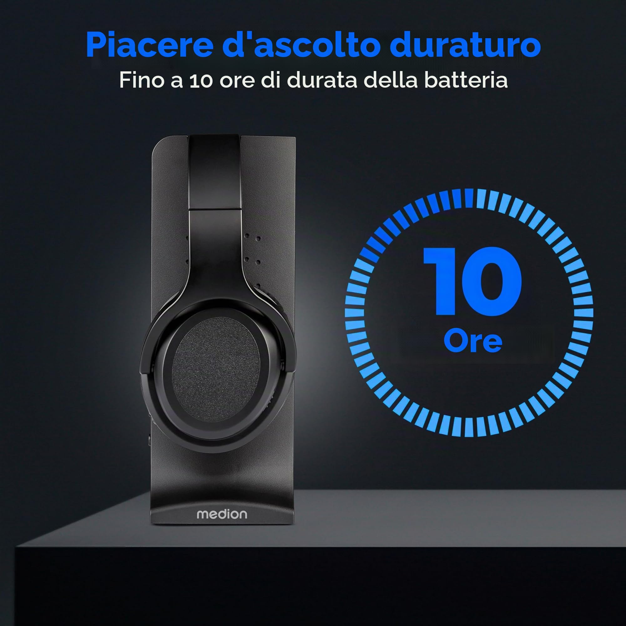 MEDION HS-1 cuffie wireless TV over ear 15 m nere