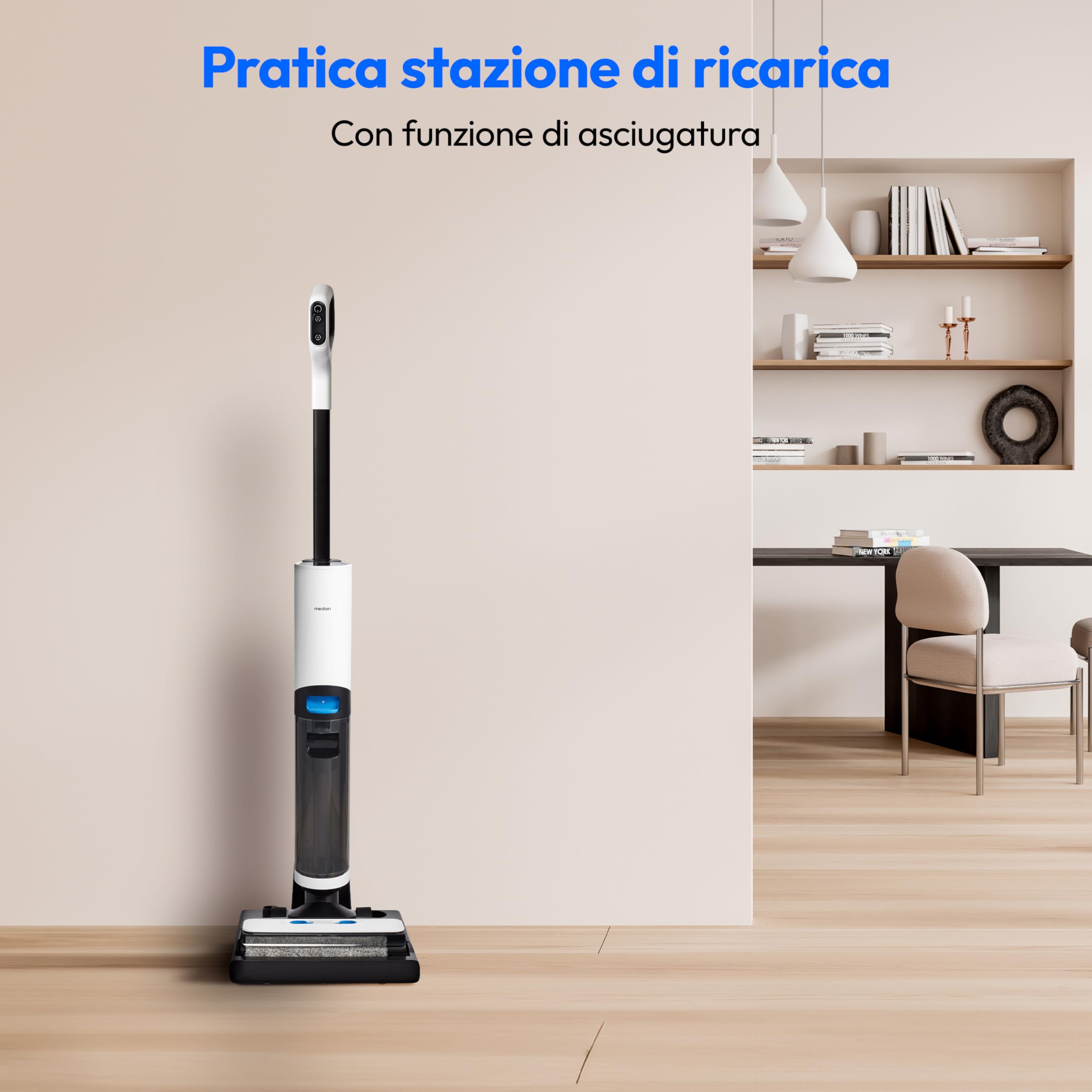 Medion Life H20 lavapavimenti senza fili rullo 30 min
