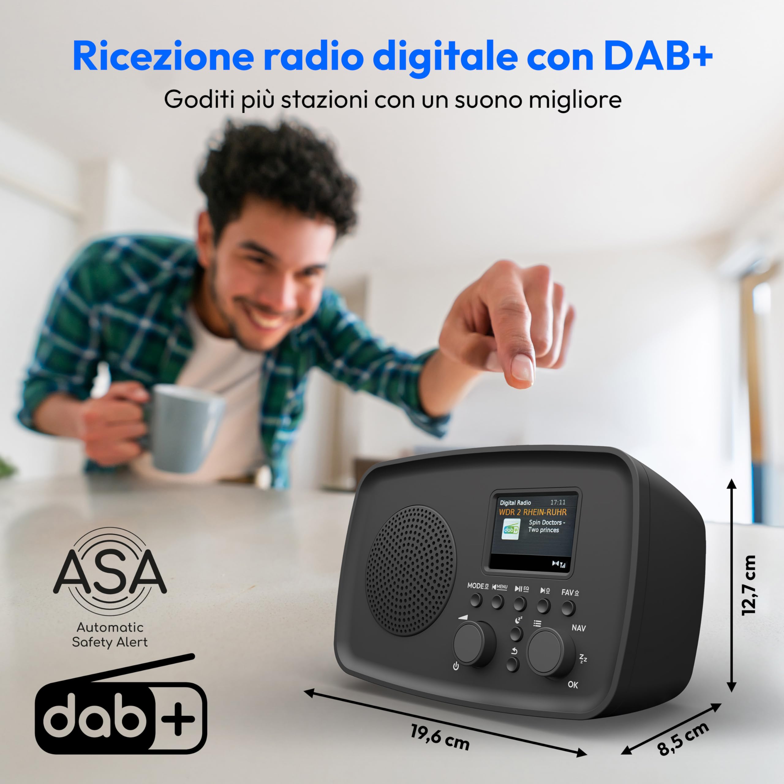 MEDION LIFE DRE-1 radio DAB+ Bluetooth nera antigoccia