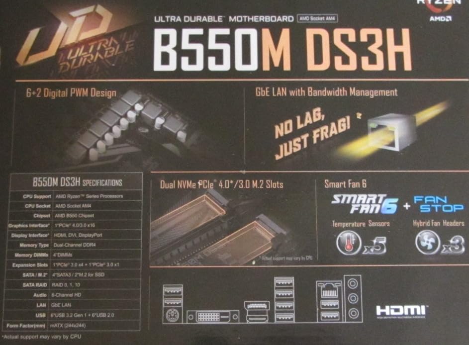 Gigabyte B550M DS3H scheda madre AM4 micro ATX