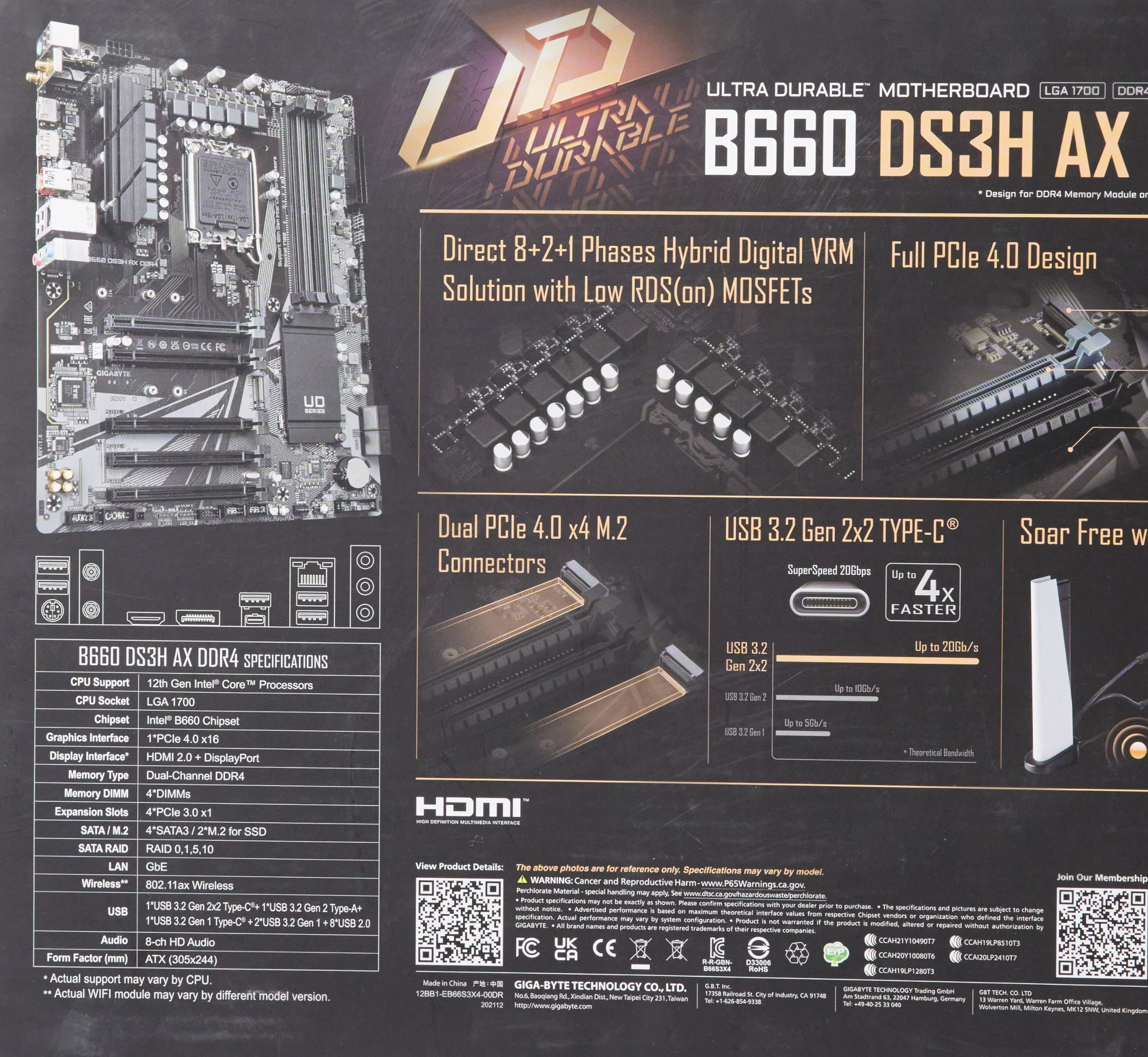 Gigabyte B660 DS3H AX DDR4 scheda madre LGA 1700 WiFi