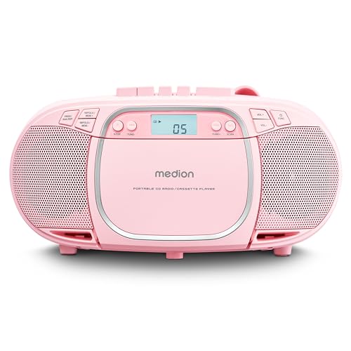 Medion E66476 boombox stereo rosa con CD cassette