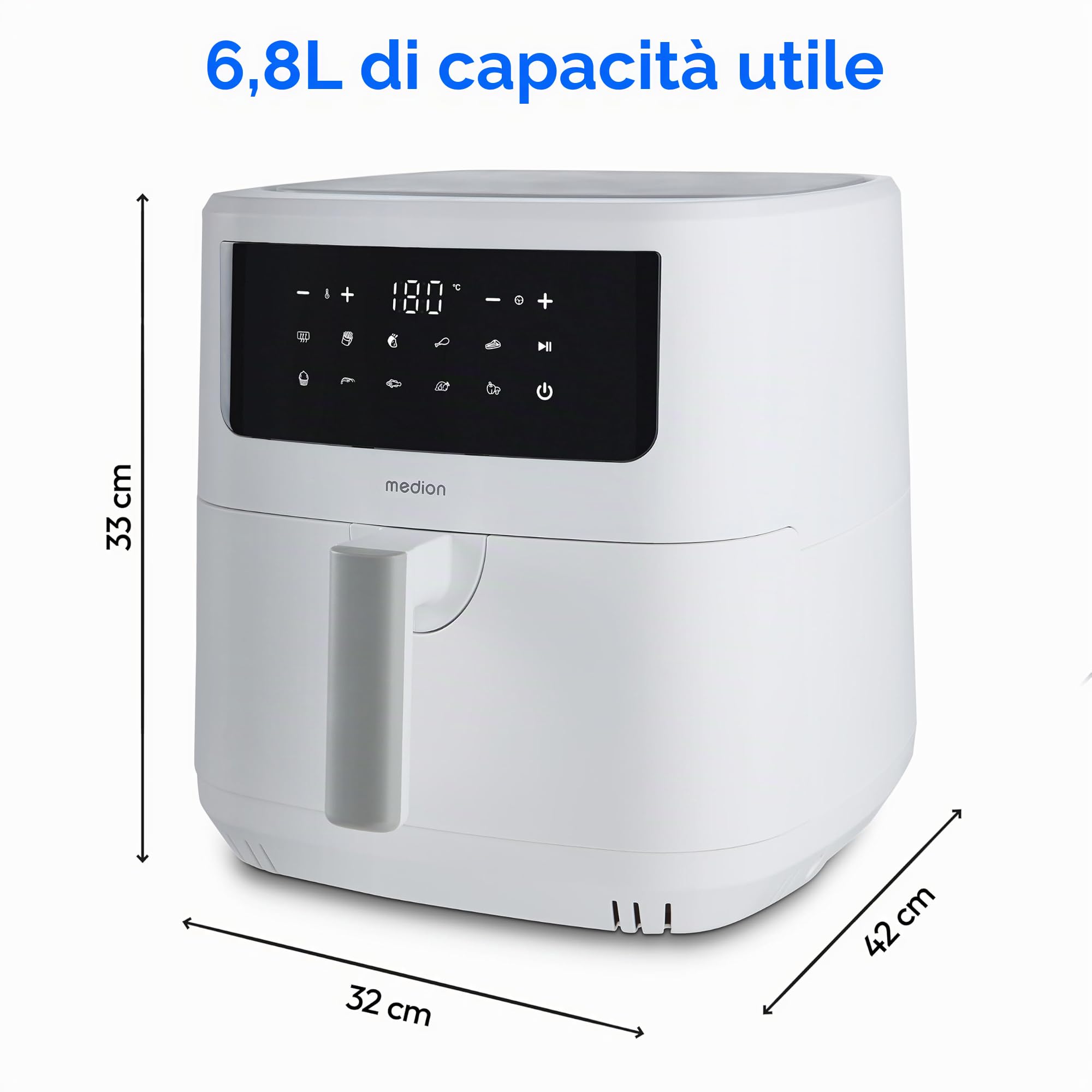 MEDION P10 XL MD11750 friggitrice ad aria 6,8L bianca XXL