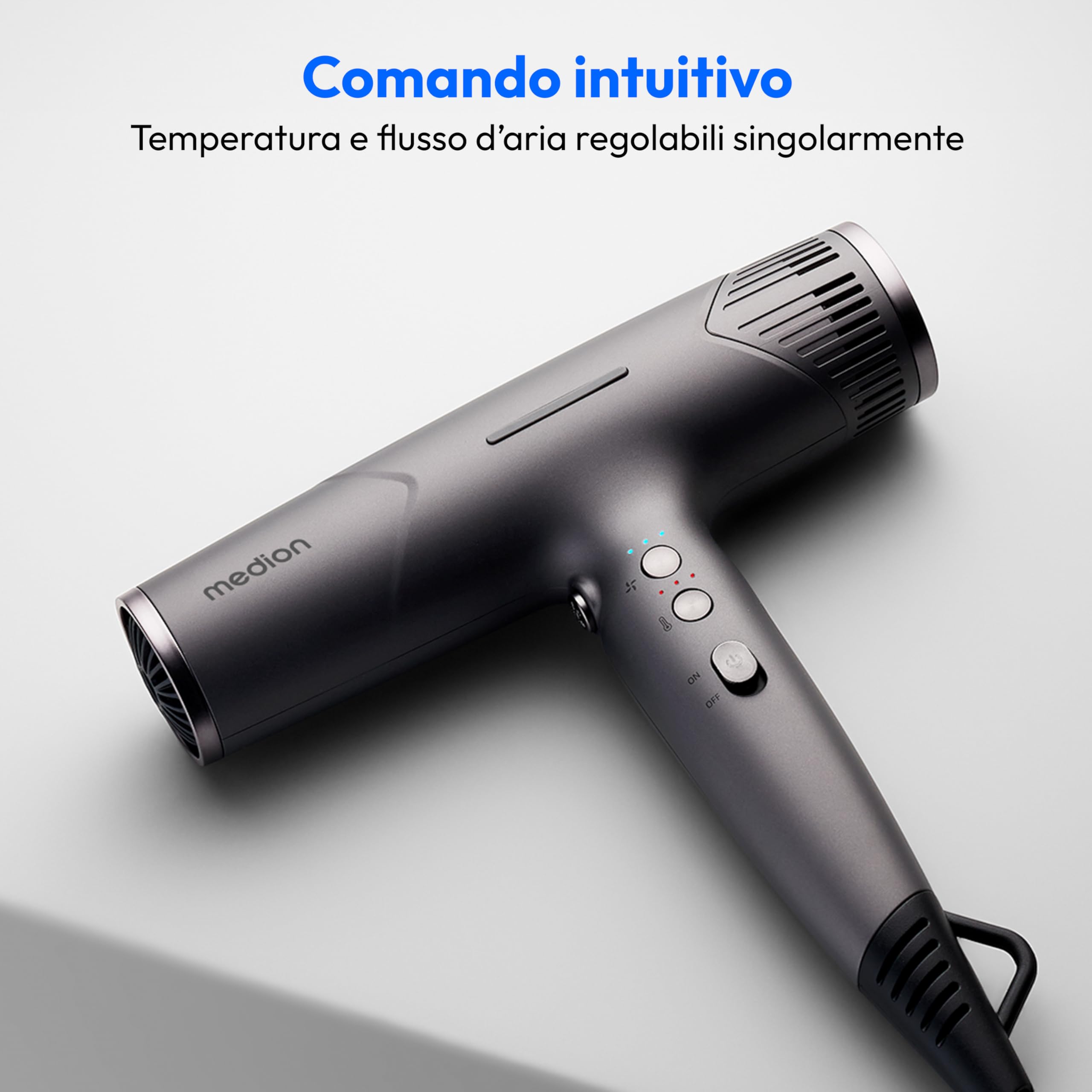 MEDION LIFE HD2 asciugacapelli ionico 1500W grigio con diffusore
