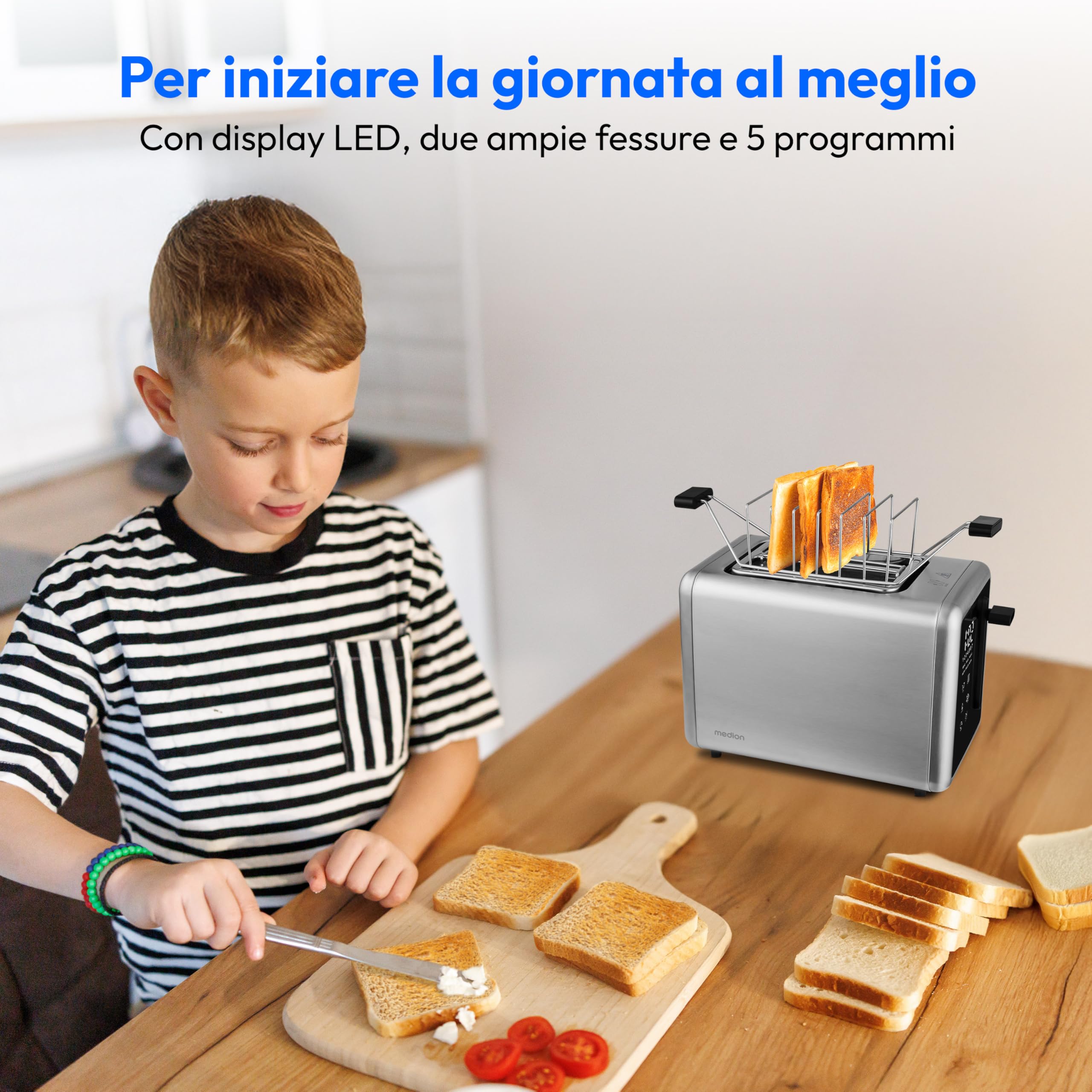 MEDION MD12102 tostapane 2 fette argento 850W