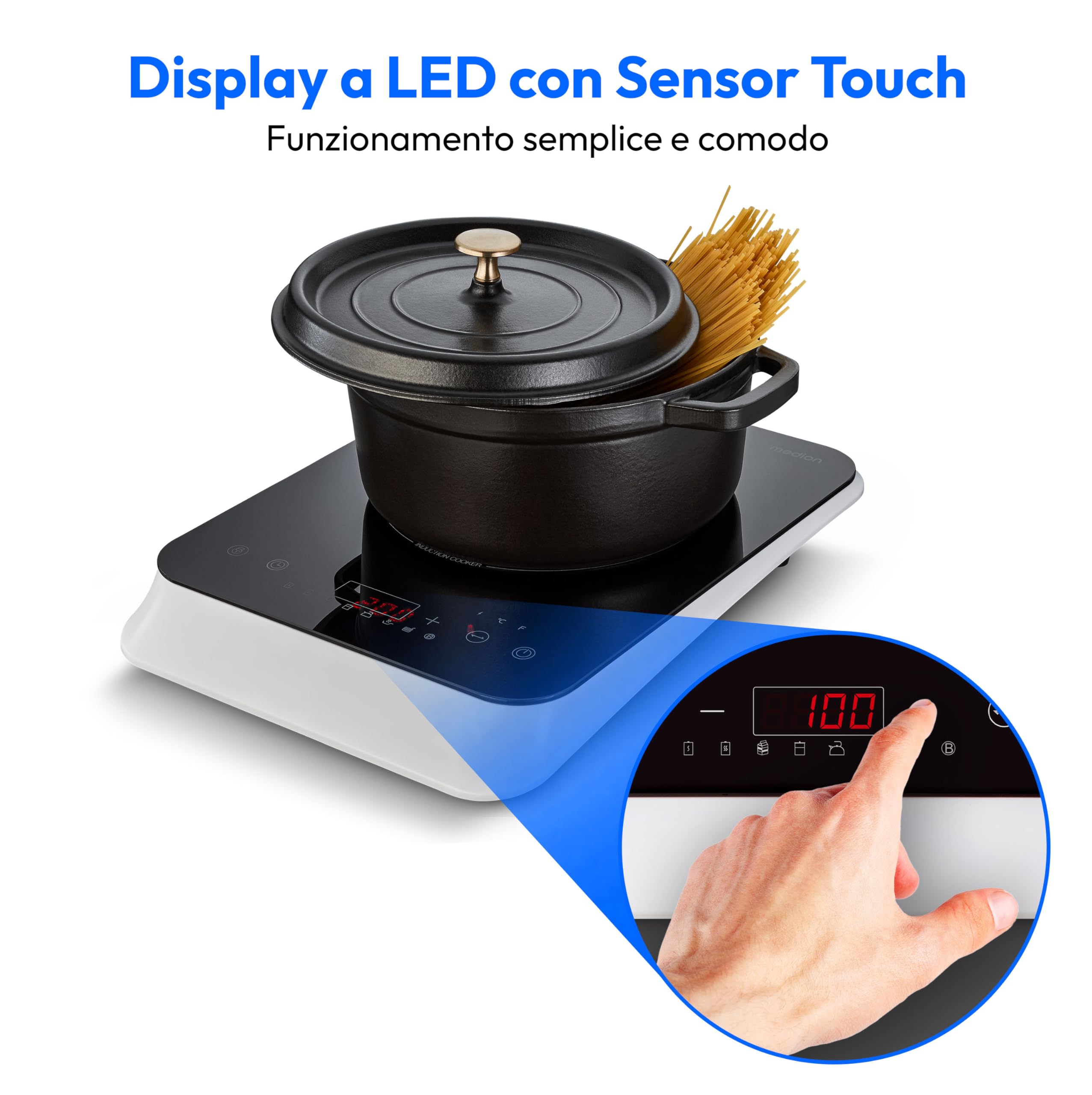 MEDION Piano cottura a induzione singolo 2000W touch LED