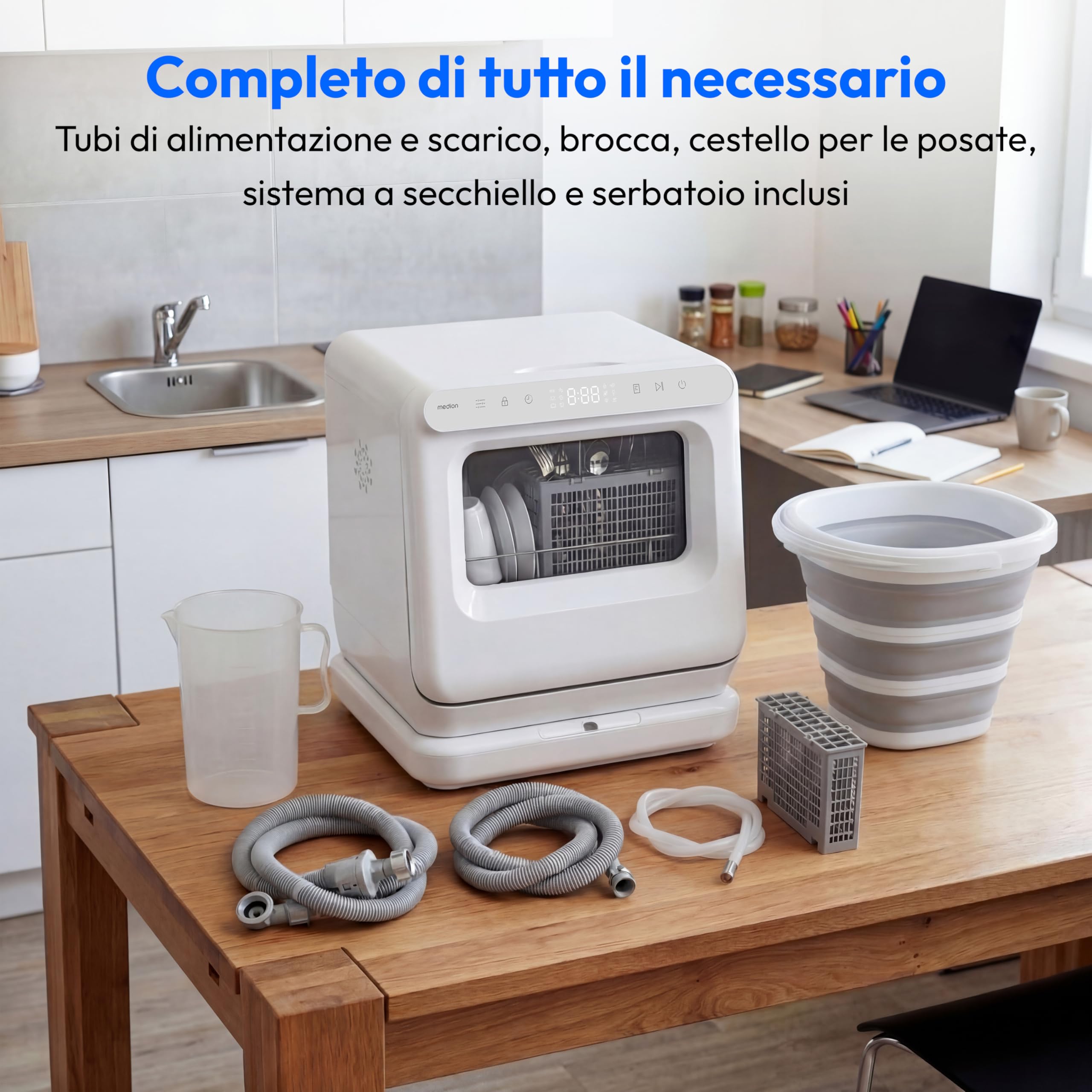 MEDION DWT30 Mini Lavastoviglie 3 Coperti con Serbatoio