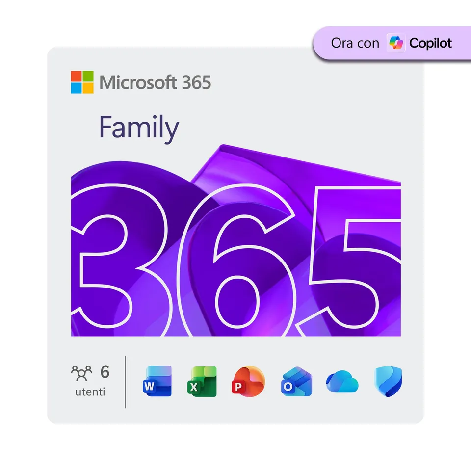 Microsoft 365 Family abbonamento 6 persone 12 mesi 6TB AI