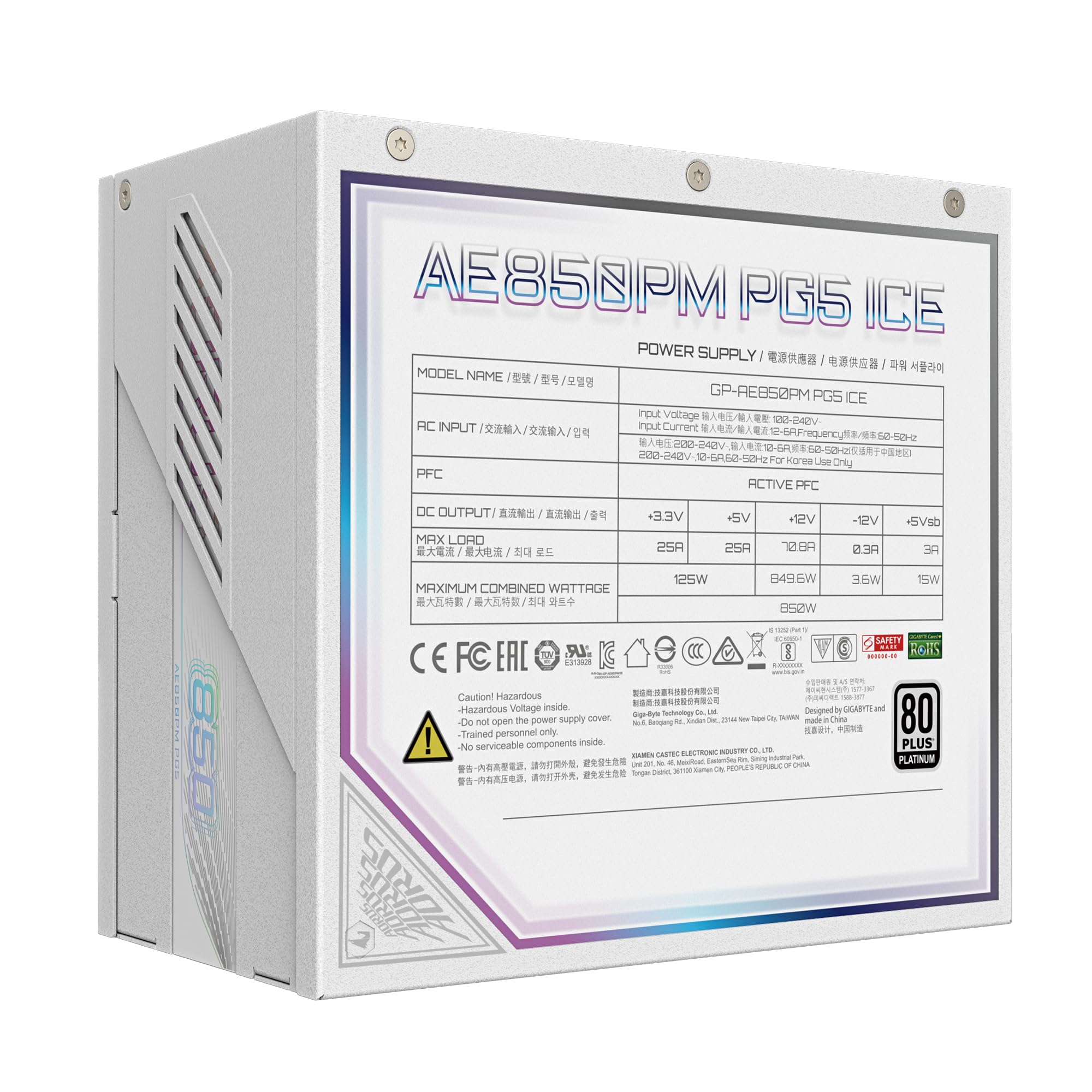 Gigabyte Aorus Elite P850W ICE Alimentatore 850W Platinum