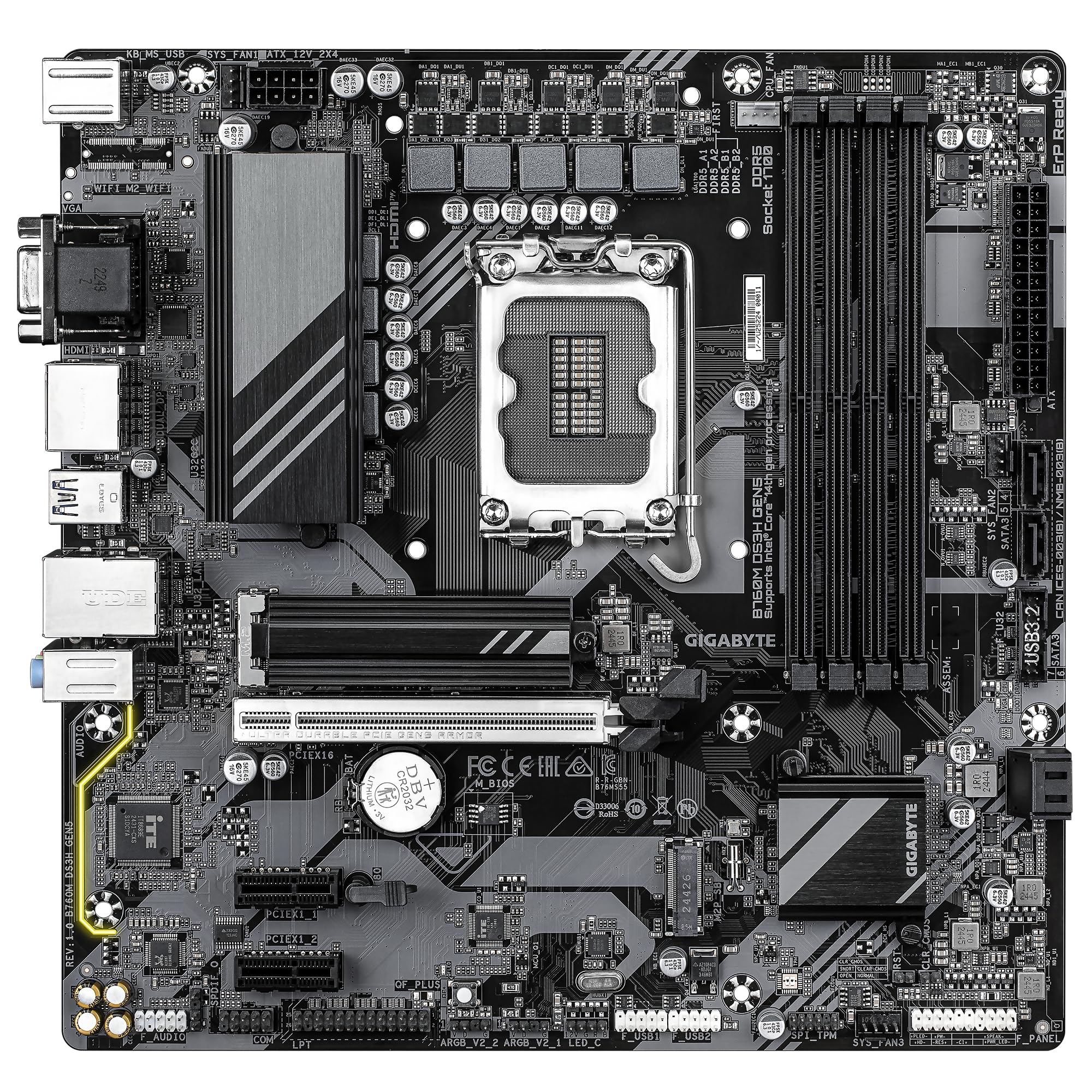 GIGABYTE B760M DS3H GEN5 Scheda Madre LGA1700 DDR4 2xM.2