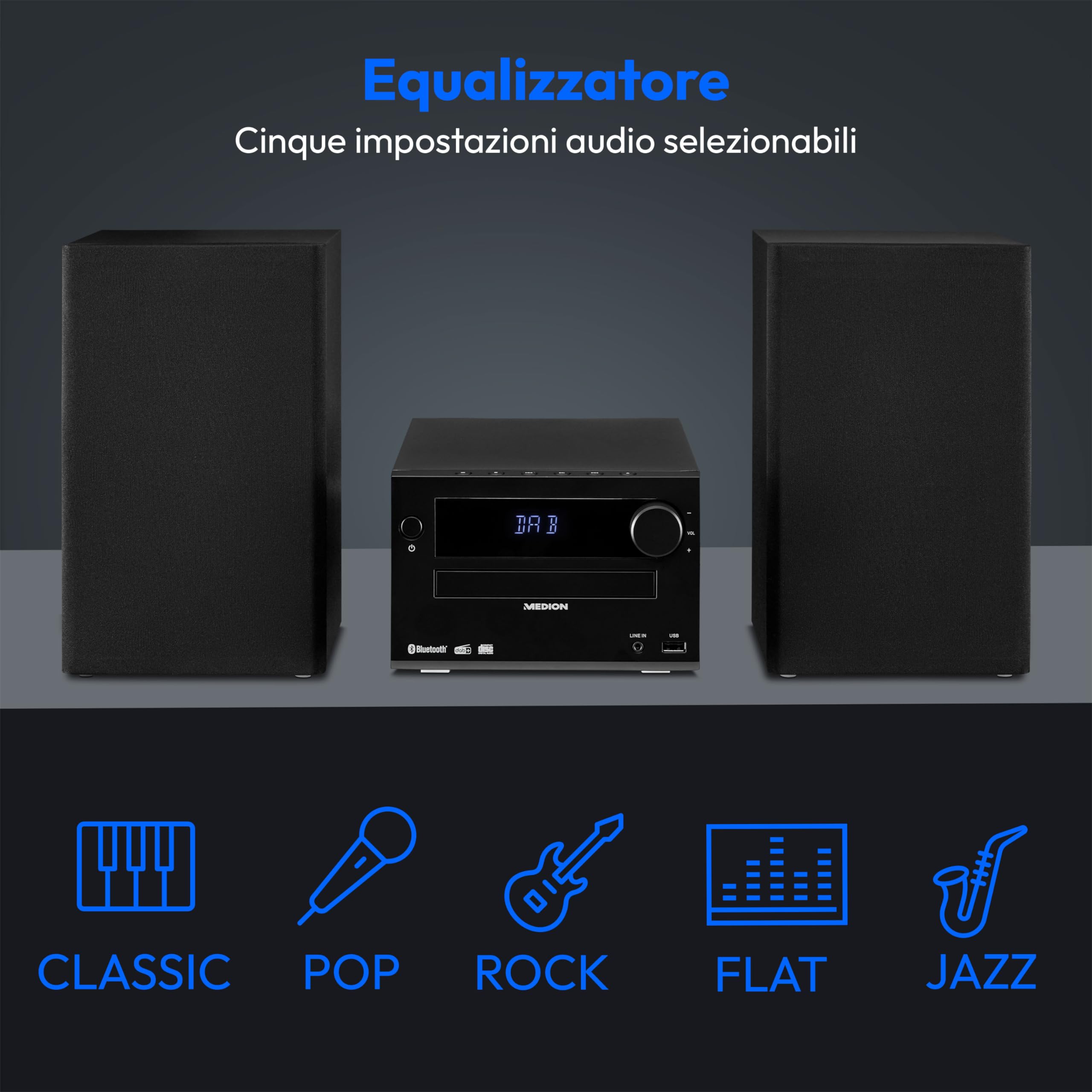 Medion Life E64482 micro stereo CD DAB+ Bluetooth nero