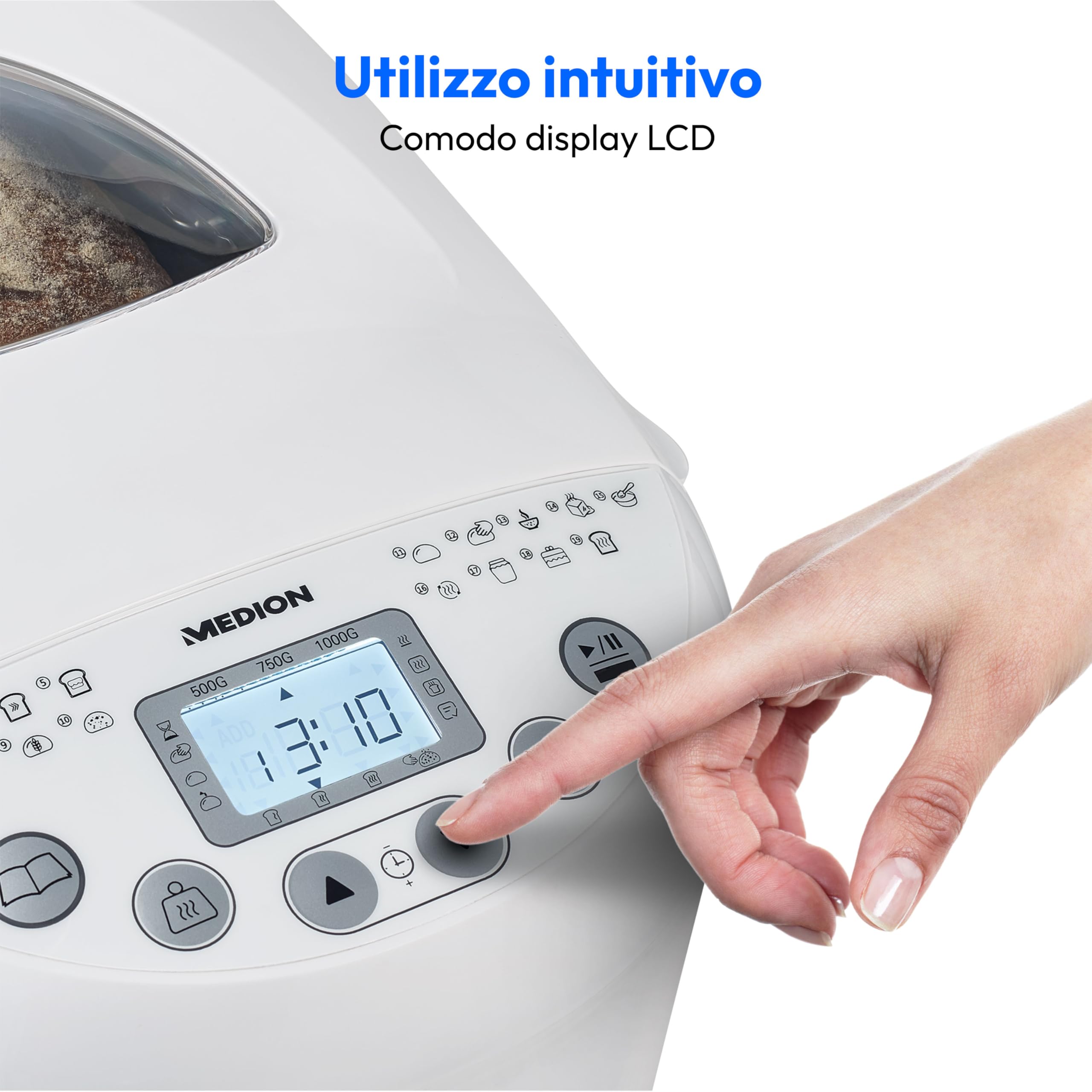 MEDION MD 11011 macchina del pane 19 programmi 1000g doratura regolabile