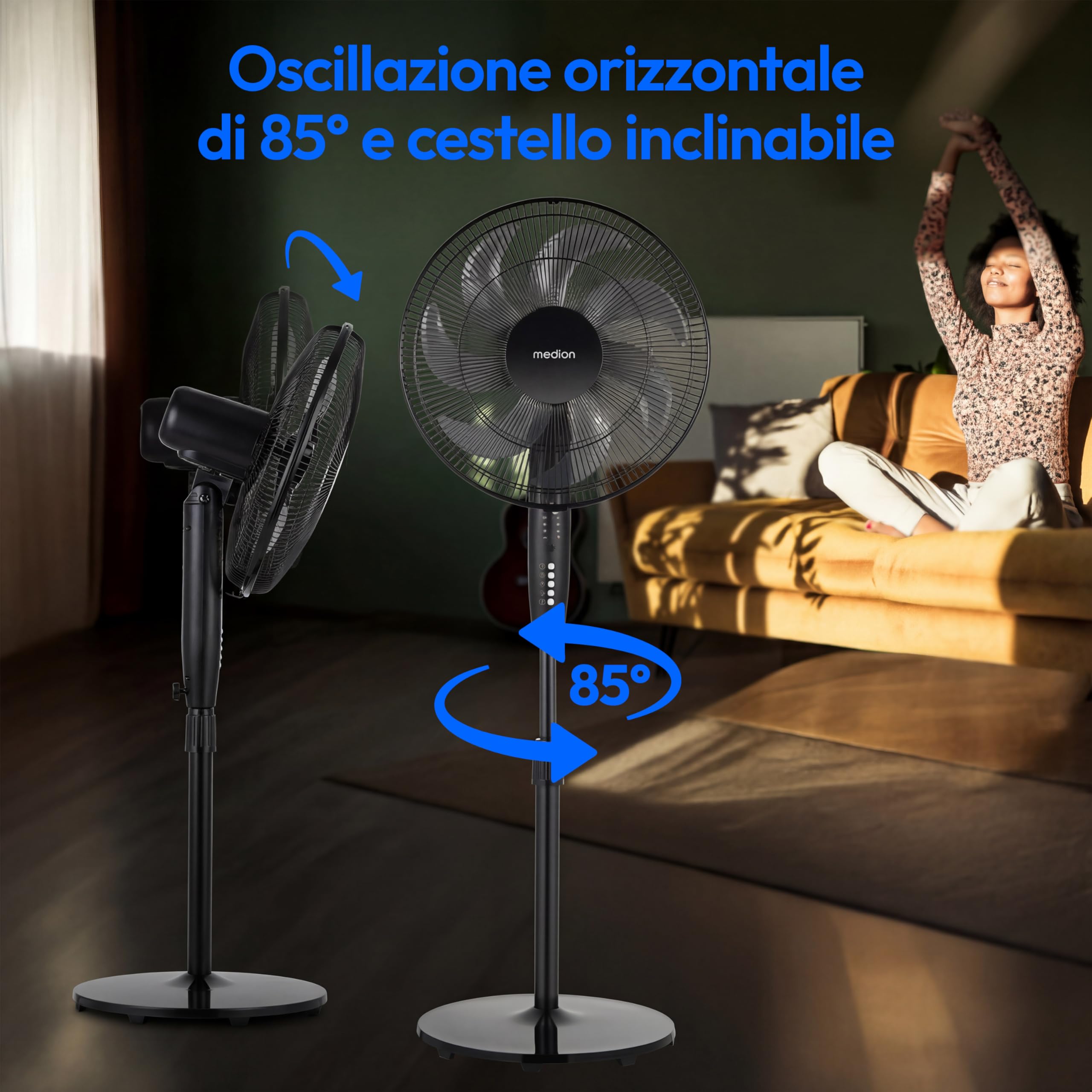 MEDION P21 SF ventilatore a piantana nero 130 cm telecomando