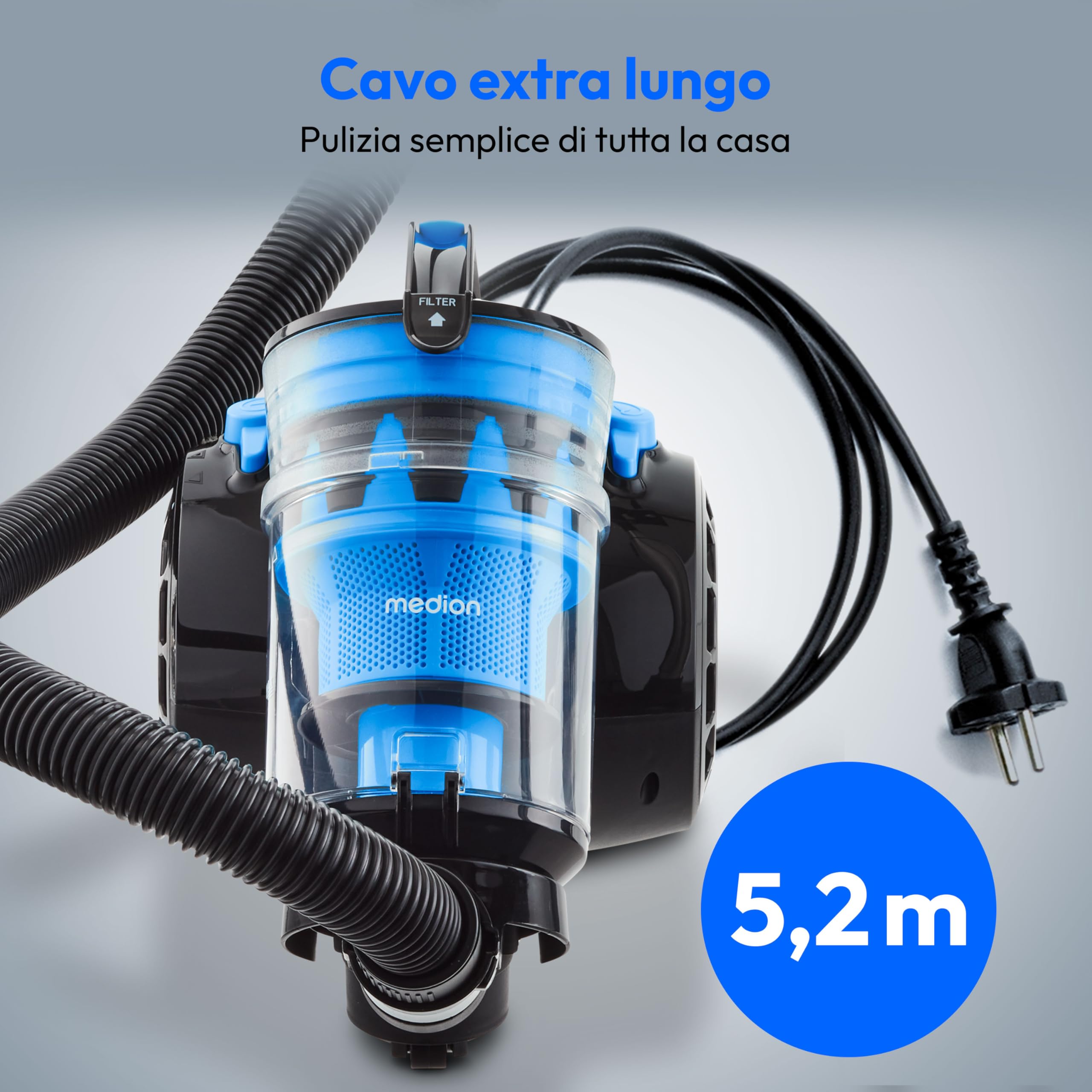 MEDION P2000 MD 11905 aspirapolvere ciclonico senza sacco blu