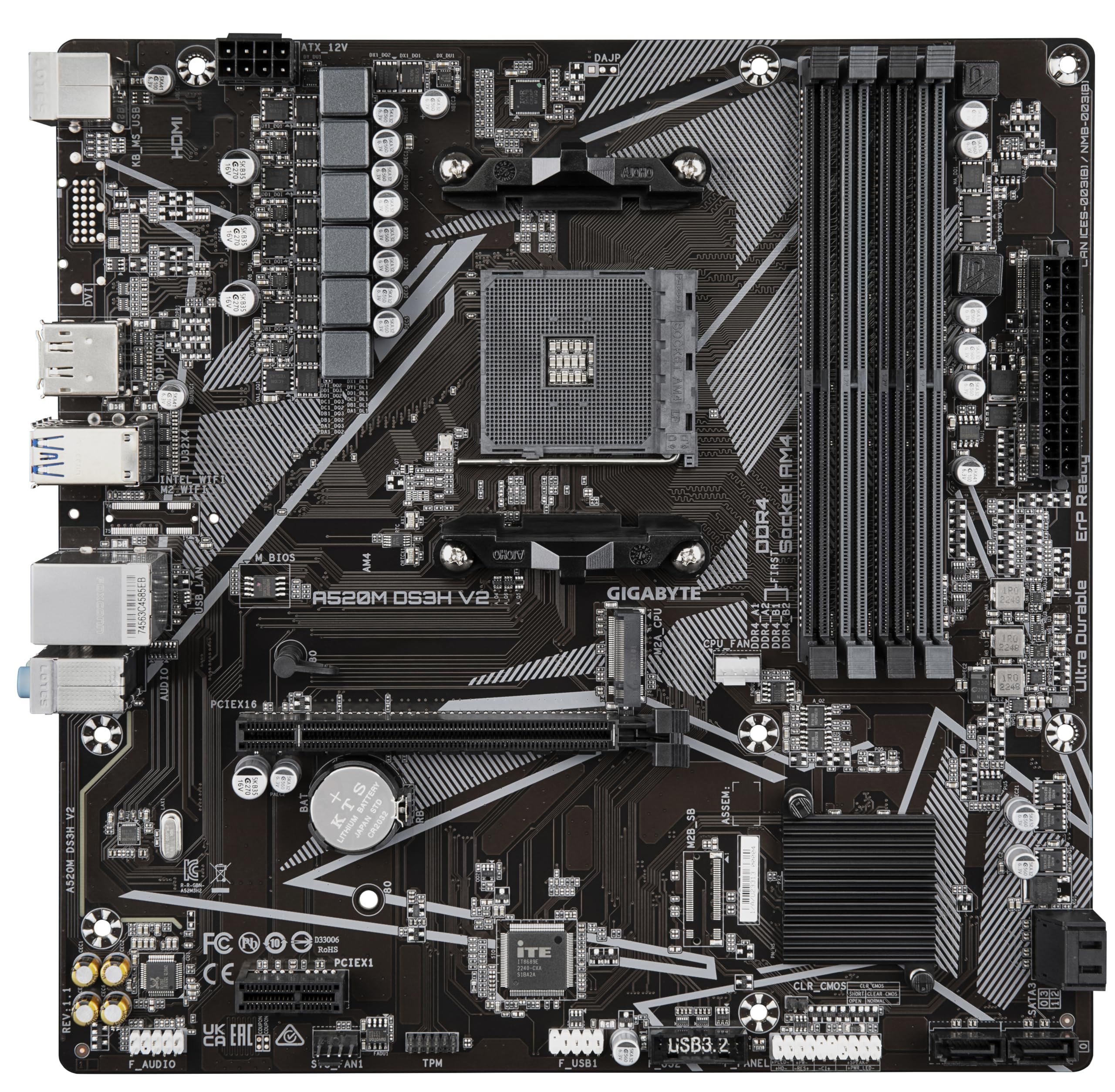 GIGABYTE A520M DS3H V2 Scheda Madre AM4 DDR4 Micro-ATX