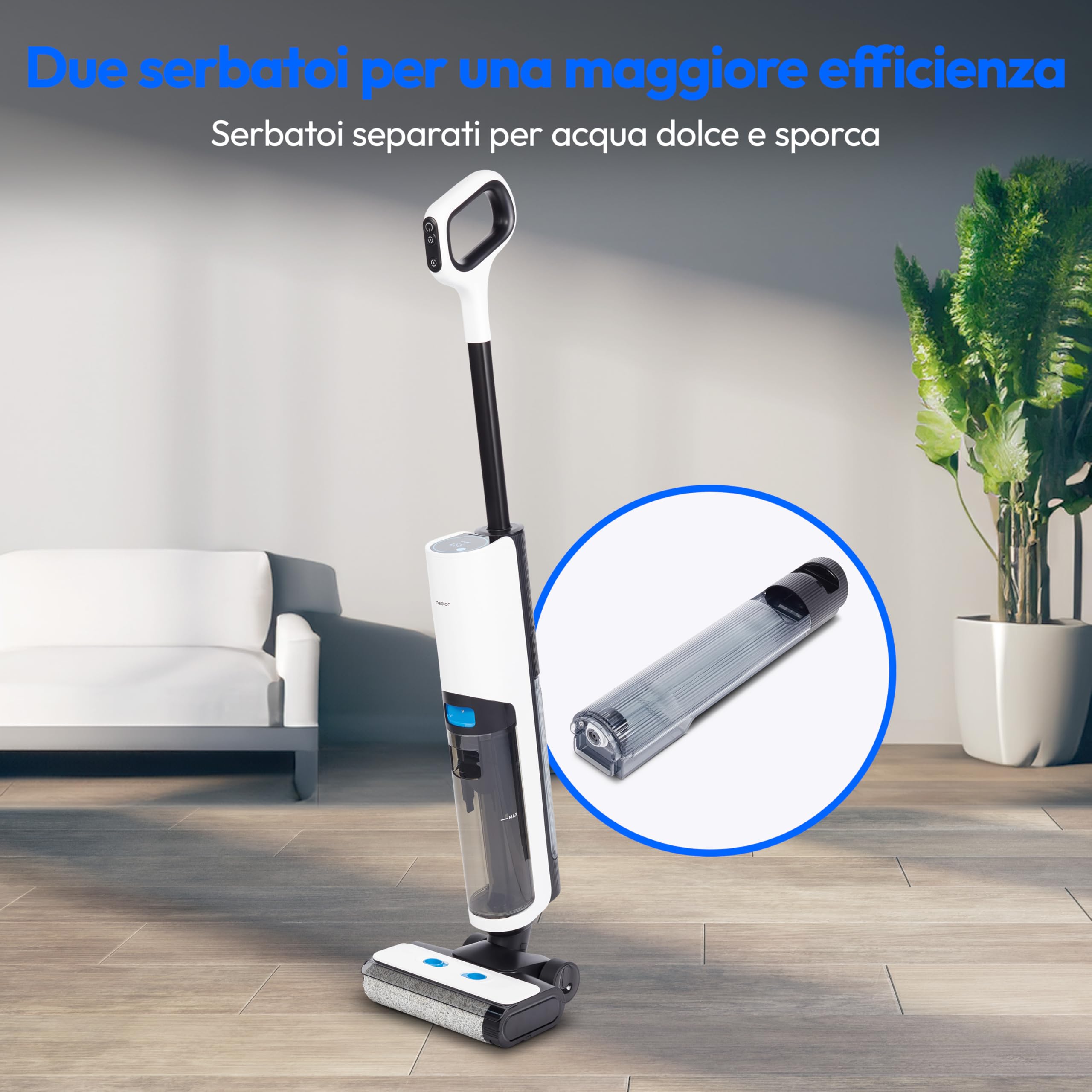 Medion Life H20 lavapavimenti senza fili rullo 30 min