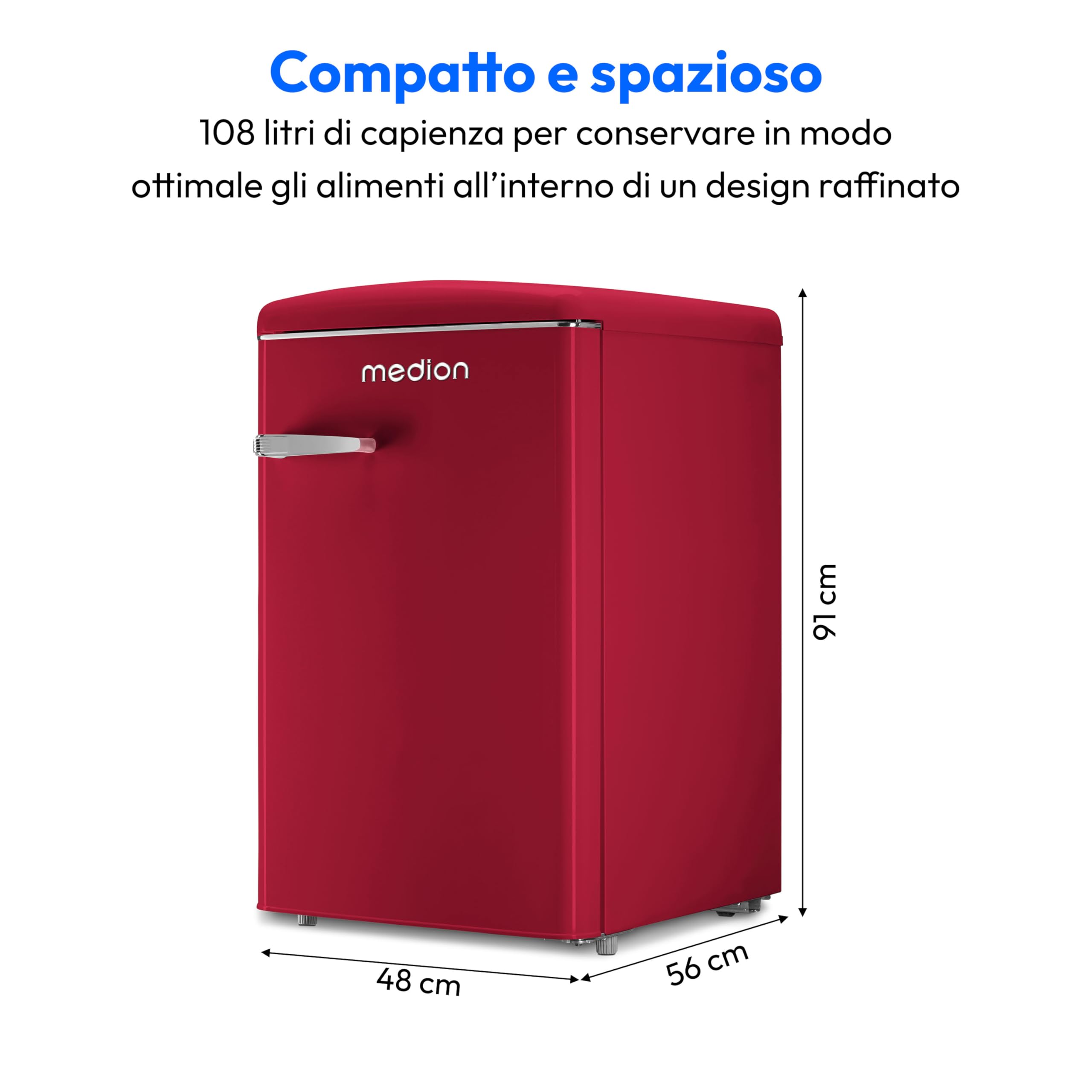 Medion MD 37790 frigorifero retrò 108 litri Velvet Rouge
