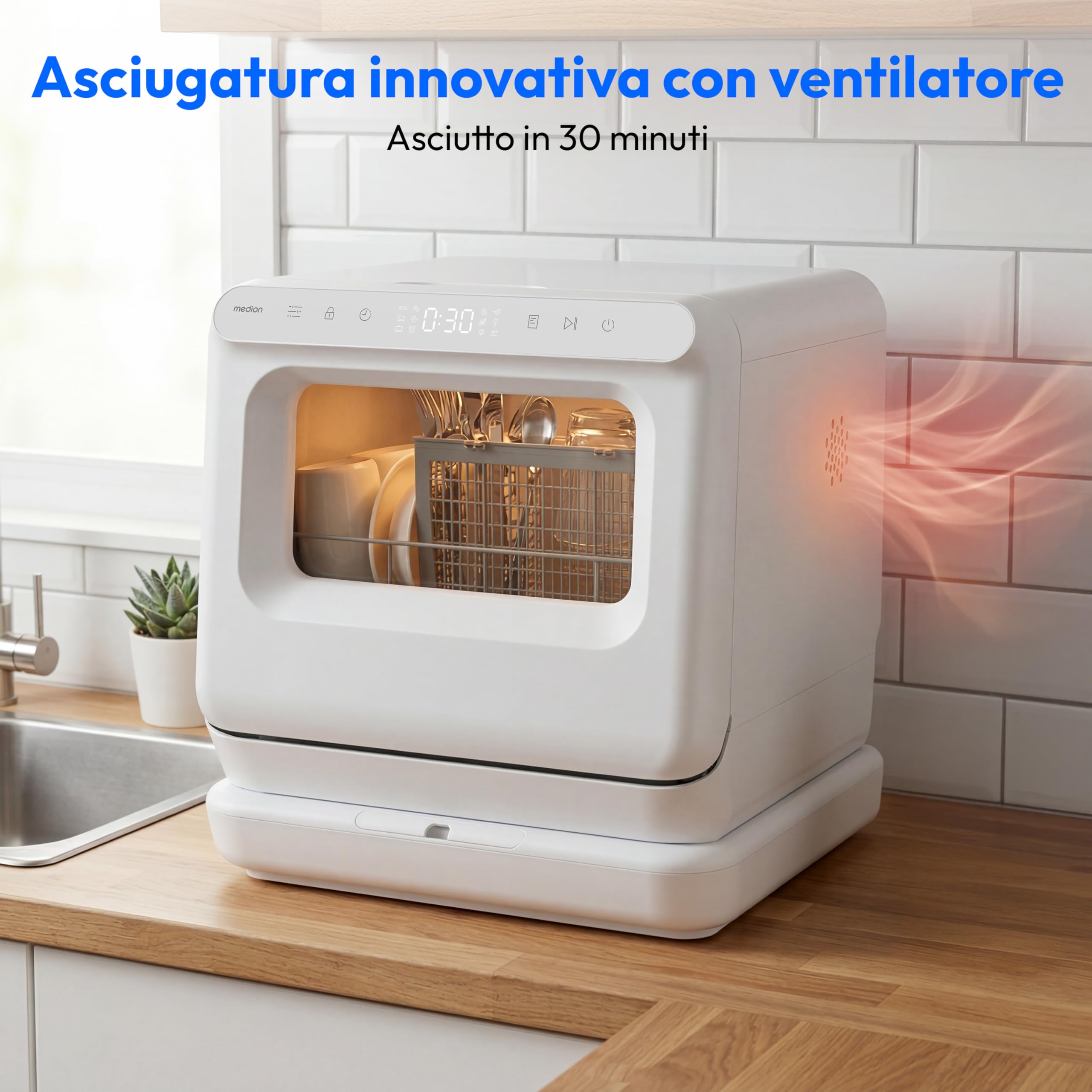 MEDION DWT30 Mini Lavastoviglie 3 Coperti con Serbatoio