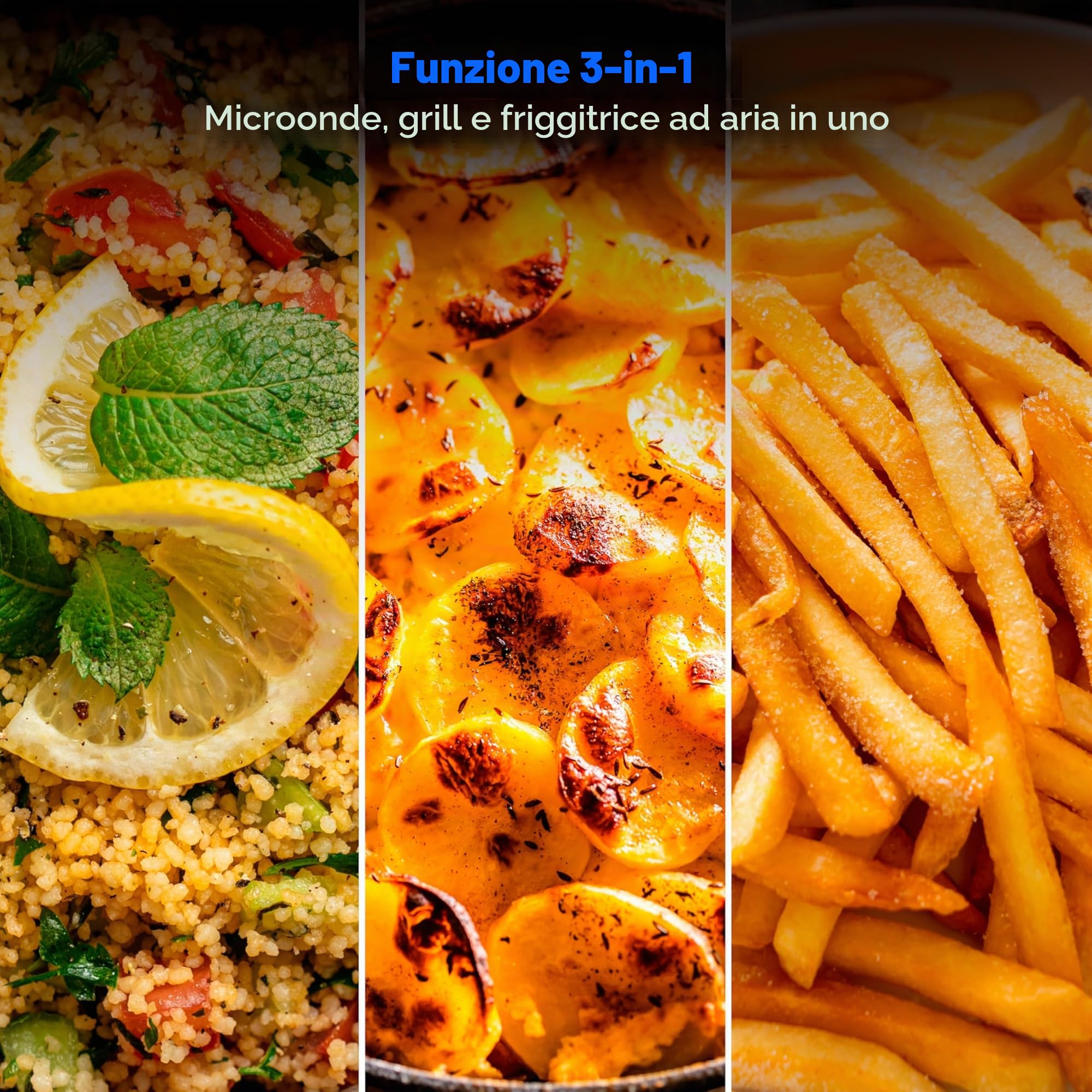 Medion microonde combinato 25L grill friggitrice grigio scuro