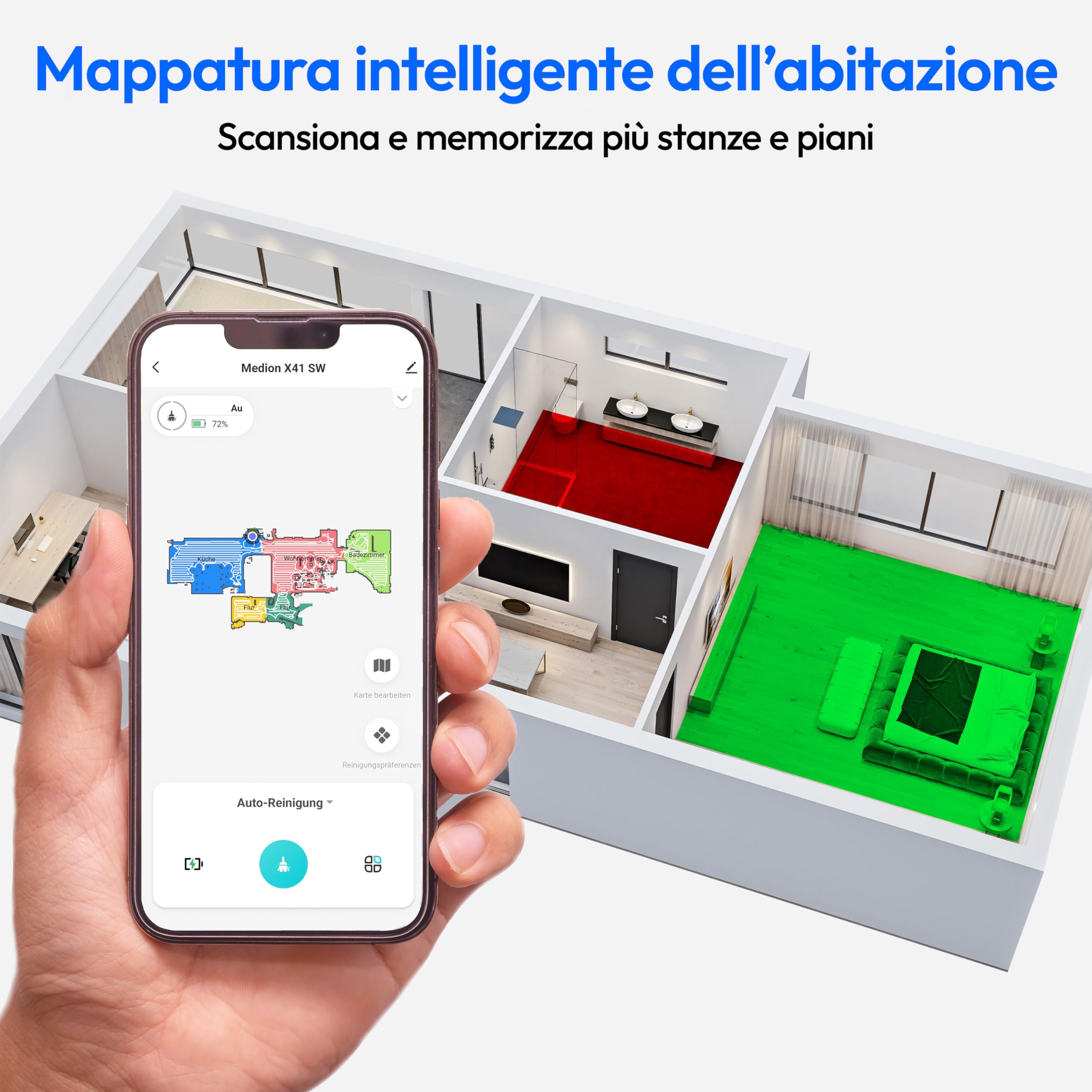 Medion X41 SW+ robot aspirapolvere lavapavimenti con stazione