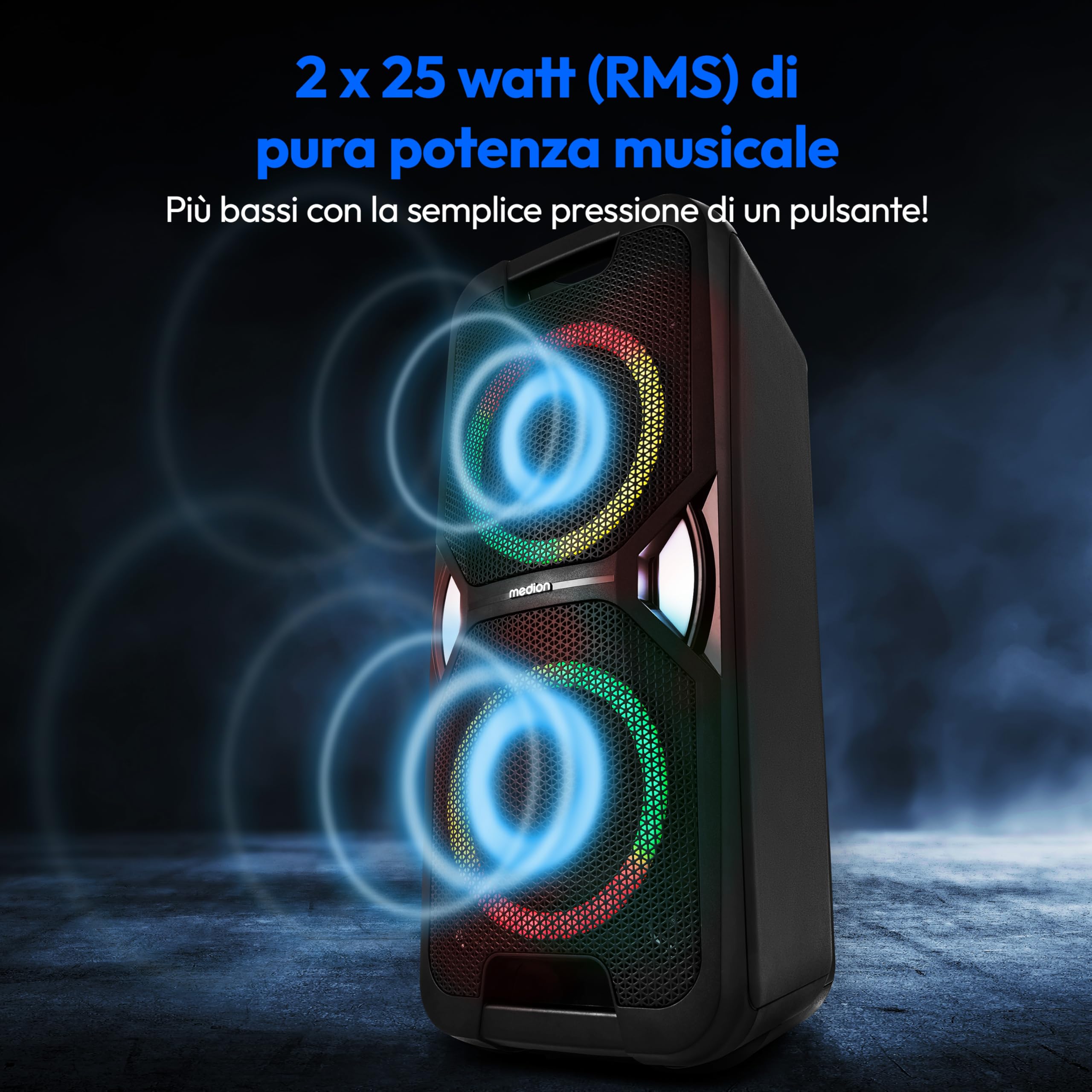 Medion PE-1 Pure partybox cassa bluetooth 2x250W karaoke