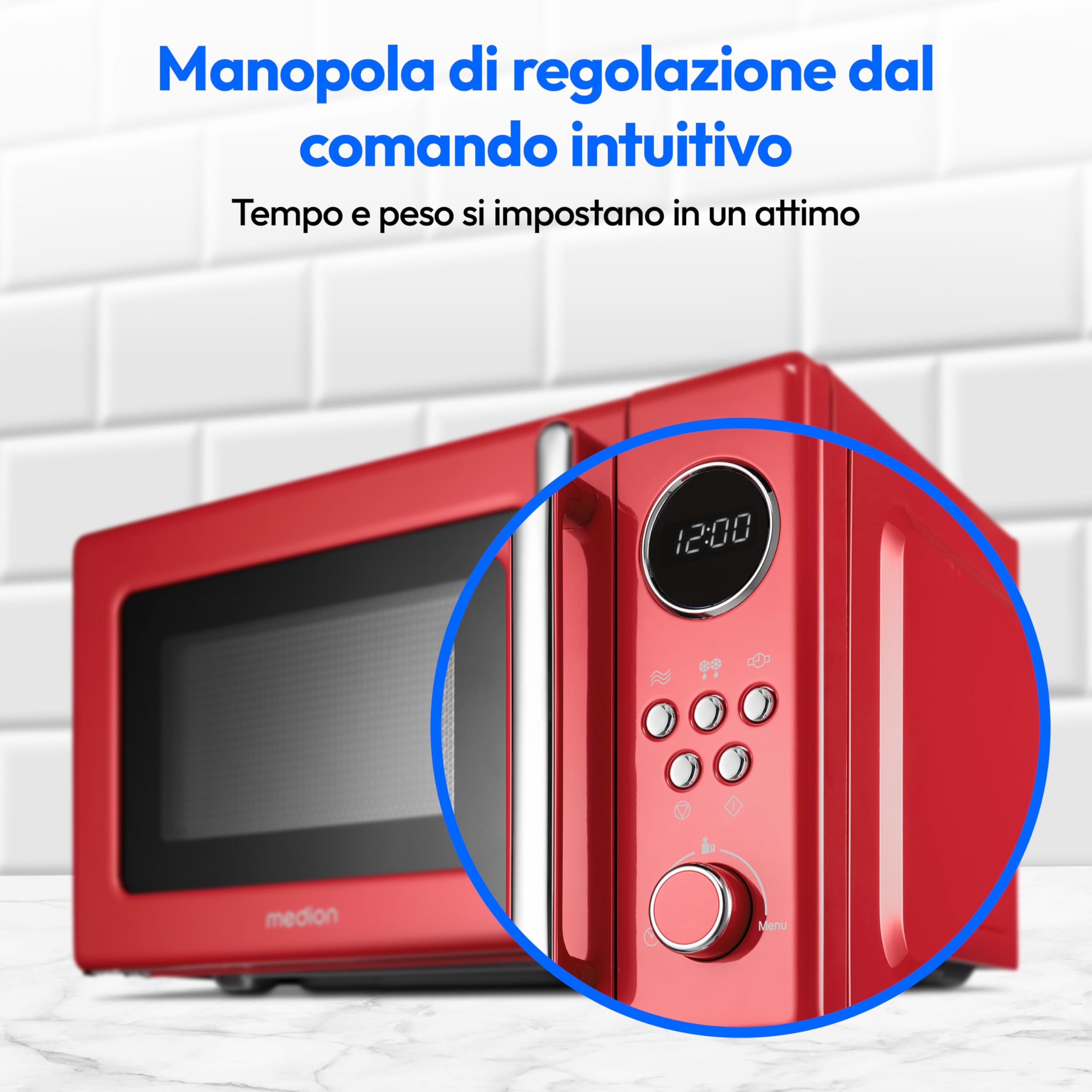 MEDION Retro Microonde 20 Litri 800W Rosso scongelamento