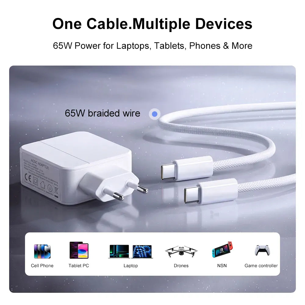 Ninkear 65W caricabatterie USB-C laptop smartphone spina EU