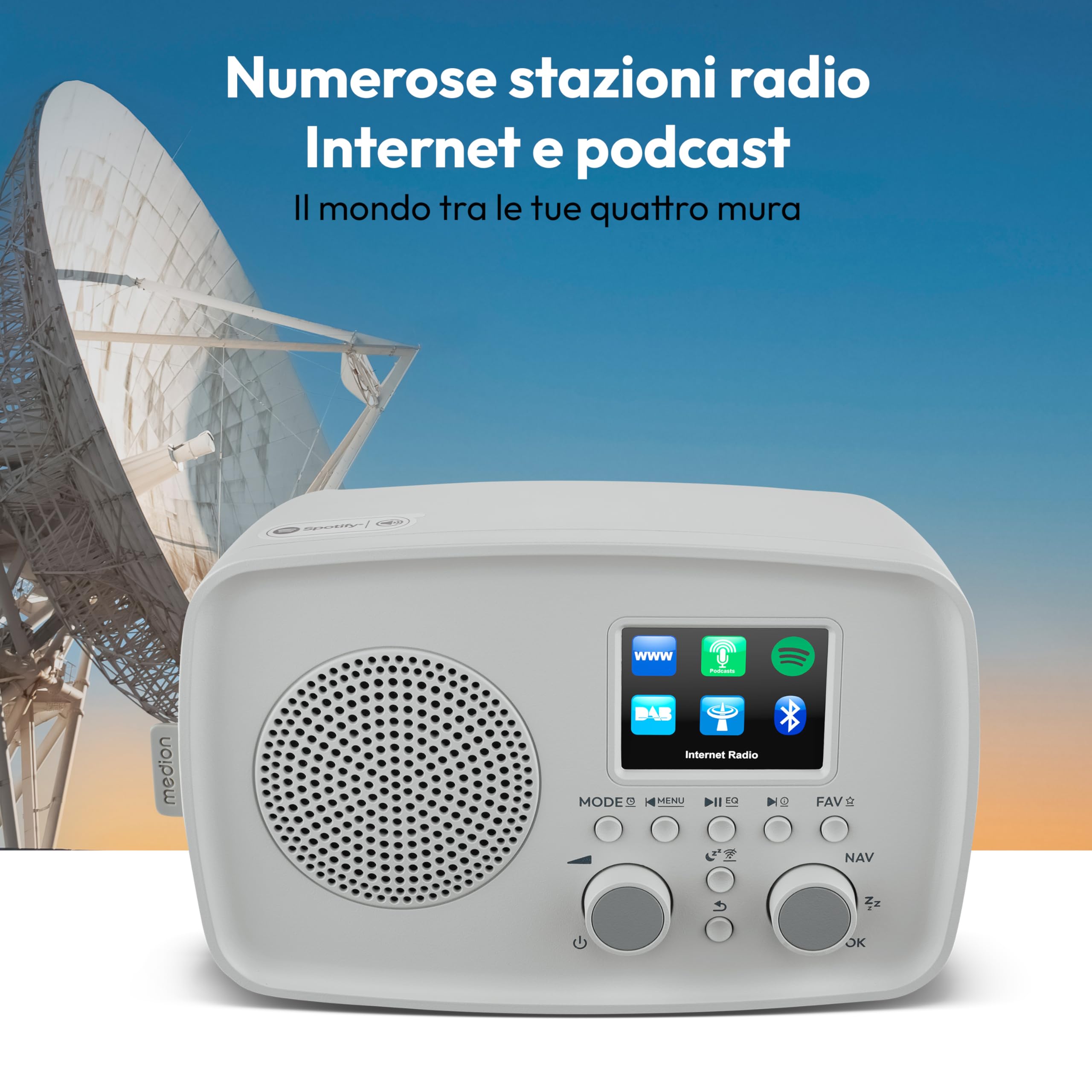 Medion IRE-1 radio internet DAB+ grigia Bluetooth
