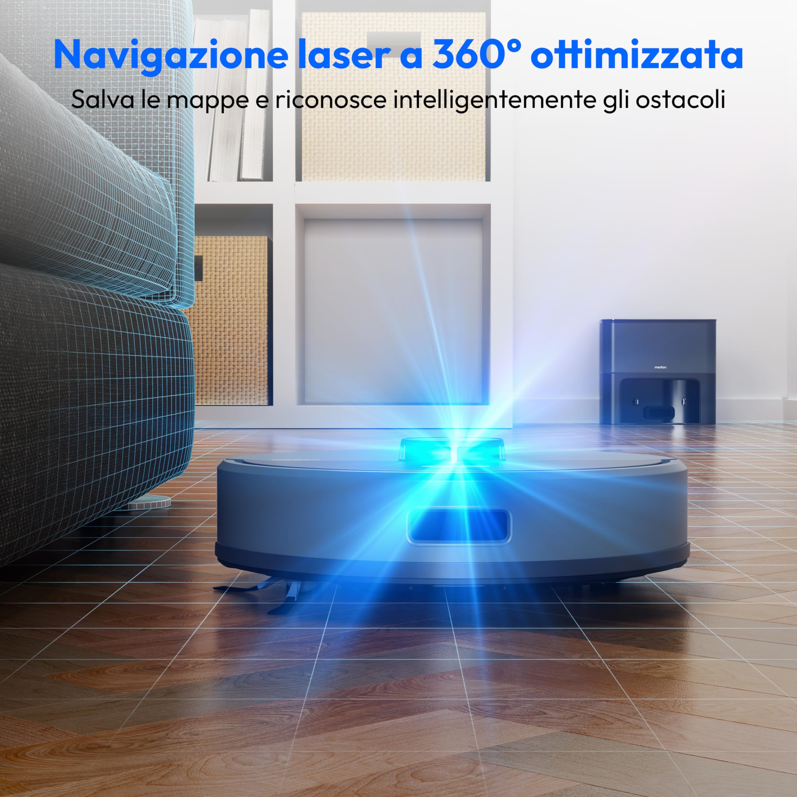 MEDION X22 SW+ MD 100021 robot aspirapolvere blu 5000 Pa