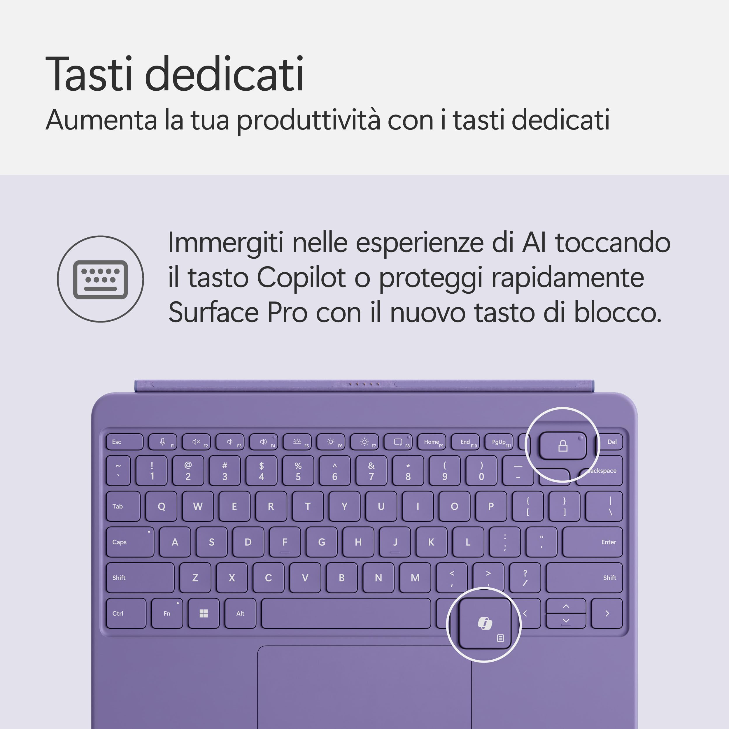 Microsoft Surface Pro 12'' Tastiera con Slim Pen Viola retroilluminata